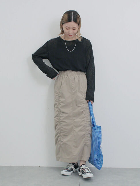 Samansa Mos2 blue「シャーリングスカート」|スカート|