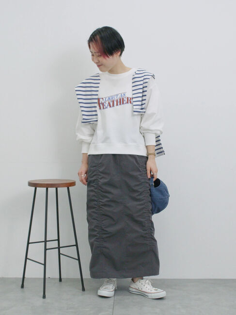 Samansa Mos2 blue「シャーリングスカート」|スカート|