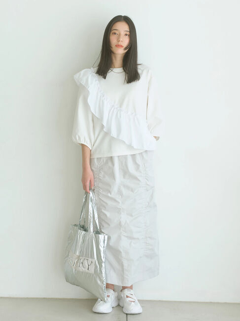 Samansa Mos2 blue「シャーリングスカート」|スカート|