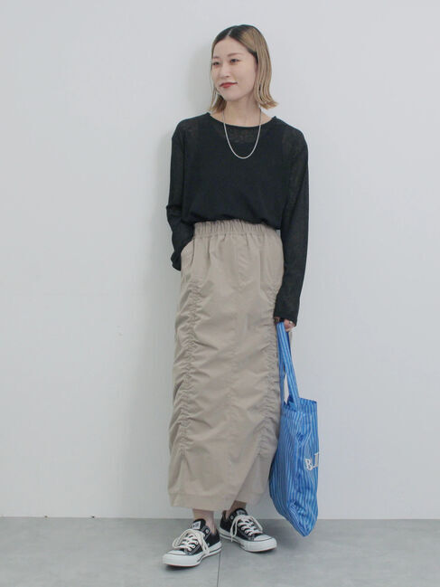 Samansa Mos2 blue「シャーリングスカート」|スカート|