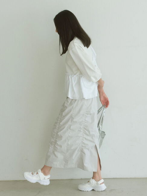 Samansa Mos2 blue「シャーリングスカート」|スカート|