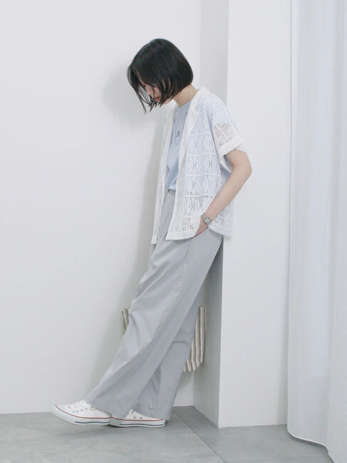 Samansa Mos2 blue「ストレッチタックカーブパンツ」|その他|