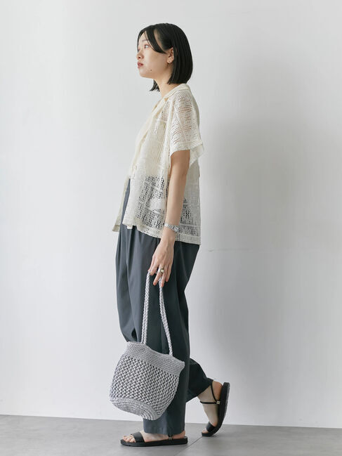 Samansa Mos2 blue「ストレッチタックカーブパンツ」|その他|