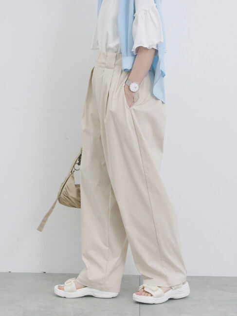 Samansa Mos2 blue「ストレッチタックカーブパンツ」|その他|