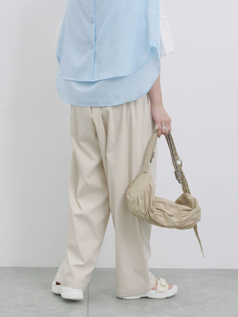 Samansa Mos2 blue「ストレッチタックカーブパンツ」|その他|