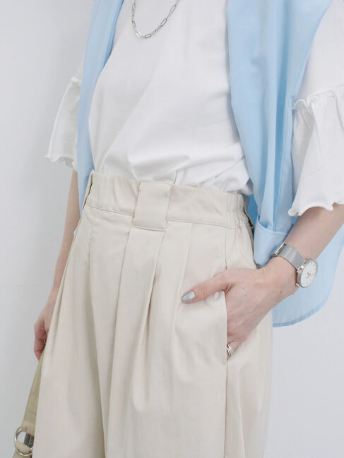 Samansa Mos2 blue「ストレッチタックカーブパンツ」|その他|