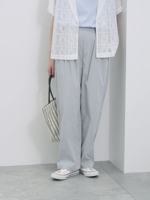 Samansa Mos2 blue「ストレッチタックカーブパンツ」|その他|Ｓグレー