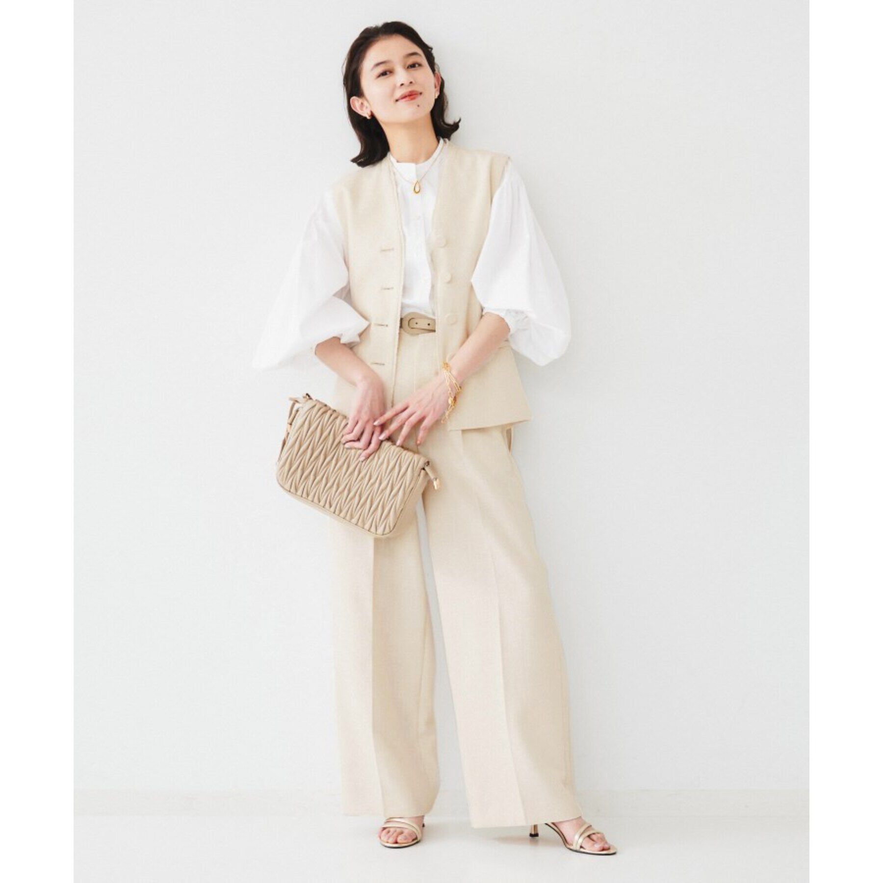 UNTITLED「【体型カバー】タイプライター ボリュームスリーブシャツ」|シャツ・ブラウス|