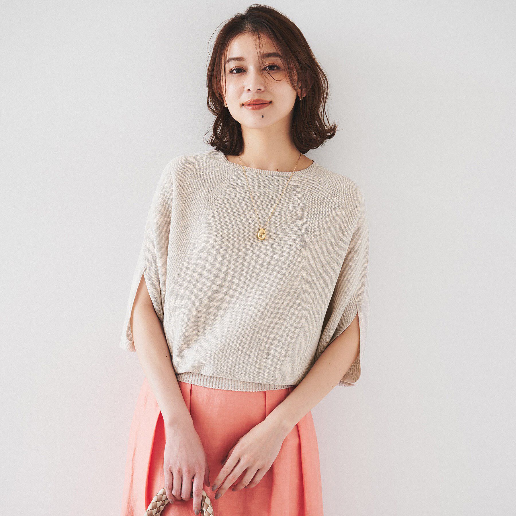 UNTITLED「【体型カバー/清涼感】ドルマンスリーブ プルオーバーニット」|ニット・セーター|