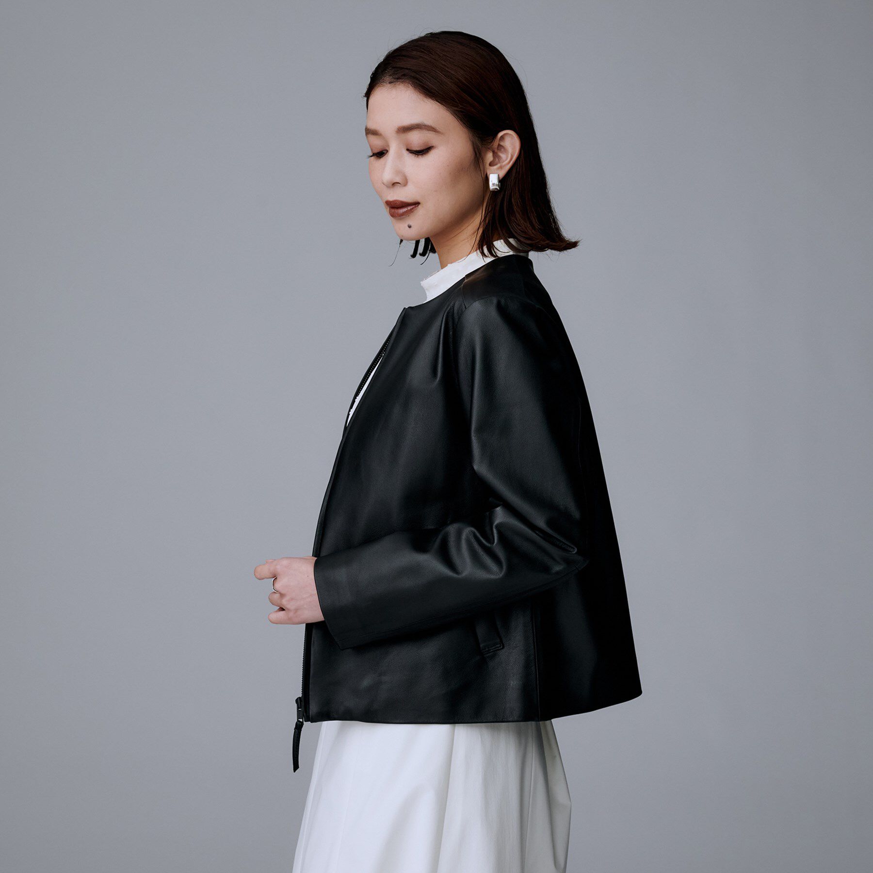 UNTITLED「【着丈短め/柔らかな質感】ラムレザージャケット」|ライダースジャケット|