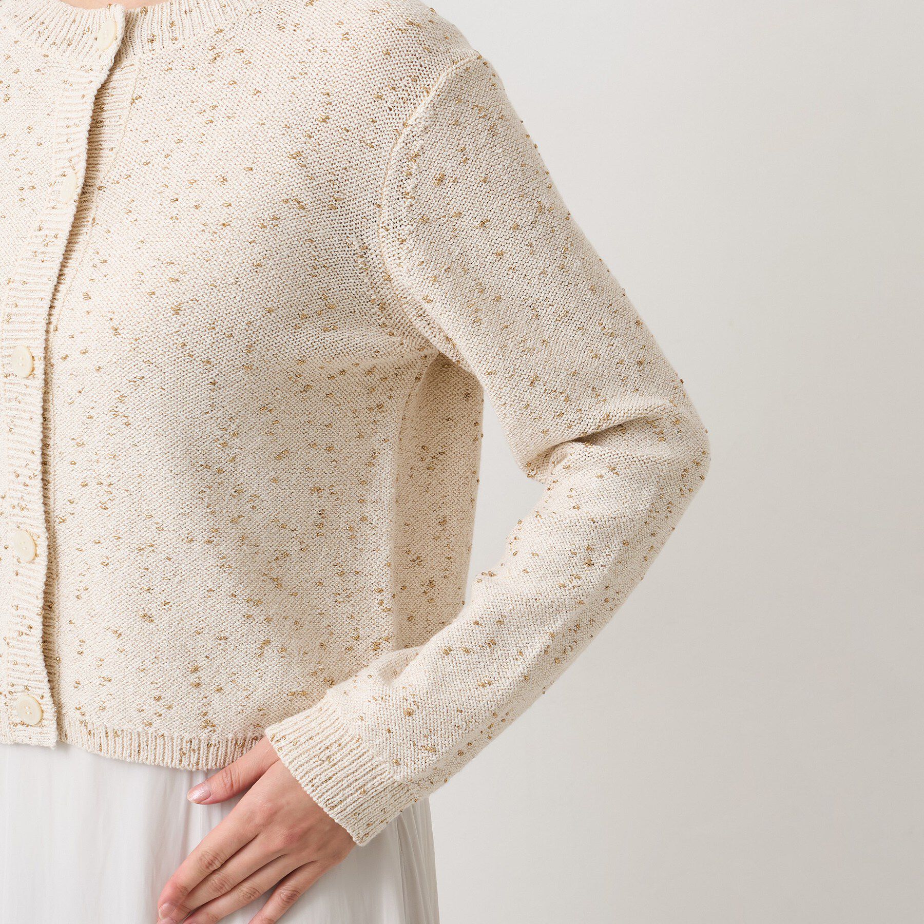 UNTITLED「【洗える/すっきり丈】ラメノット ニットカーディガン」|カーディガン|