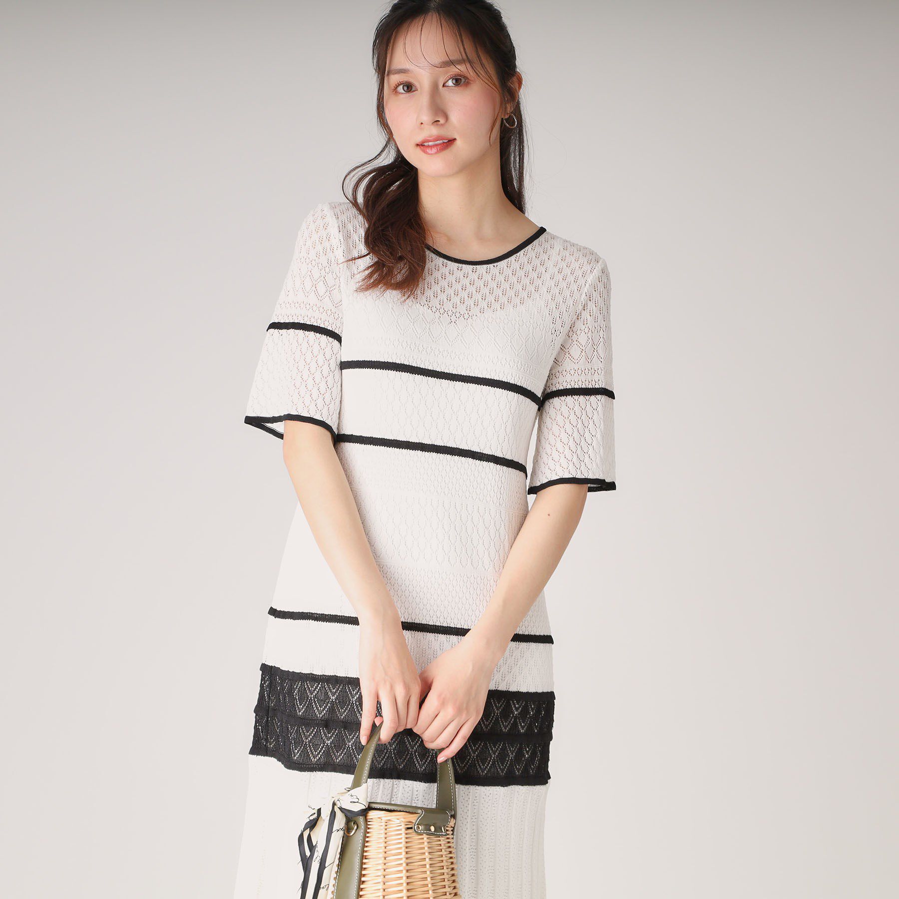 COUP DE CHANCE「【洗える／日本製】レース編みニットドレス」|ワンピース|