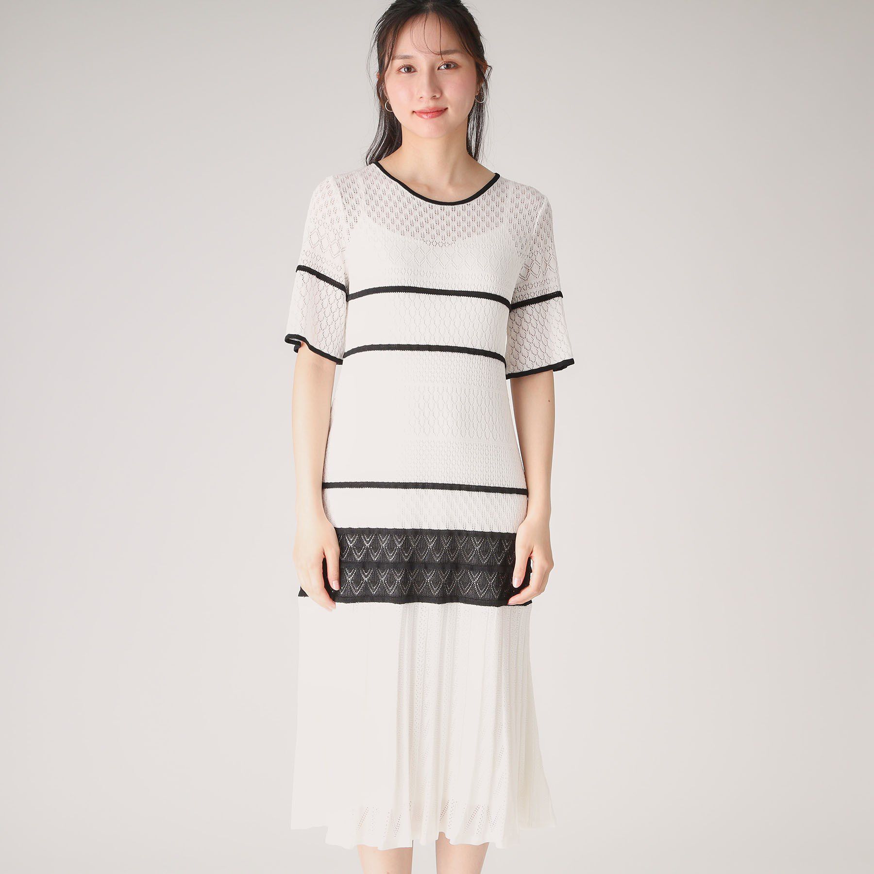 COUP DE CHANCE「【洗える／日本製】レース編みニットドレス」|ワンピース|