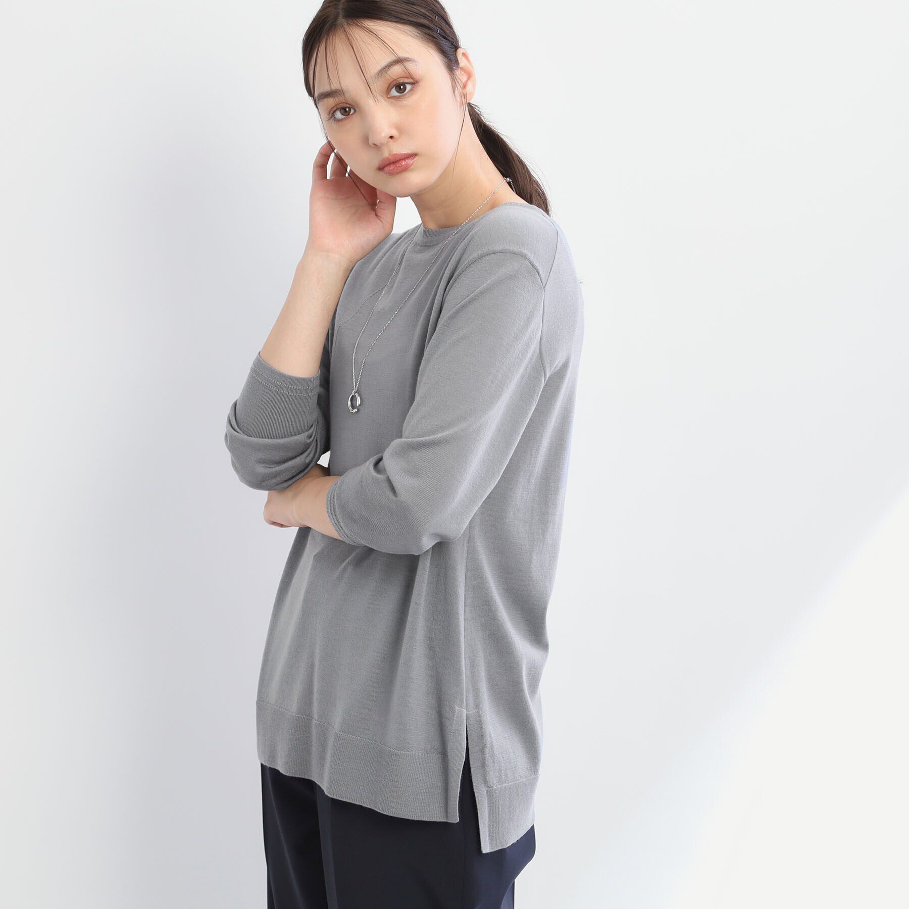 Reflect「【アンサンブル可能】きれいめベーシックニット」|ニット・セーター|グレー(012)