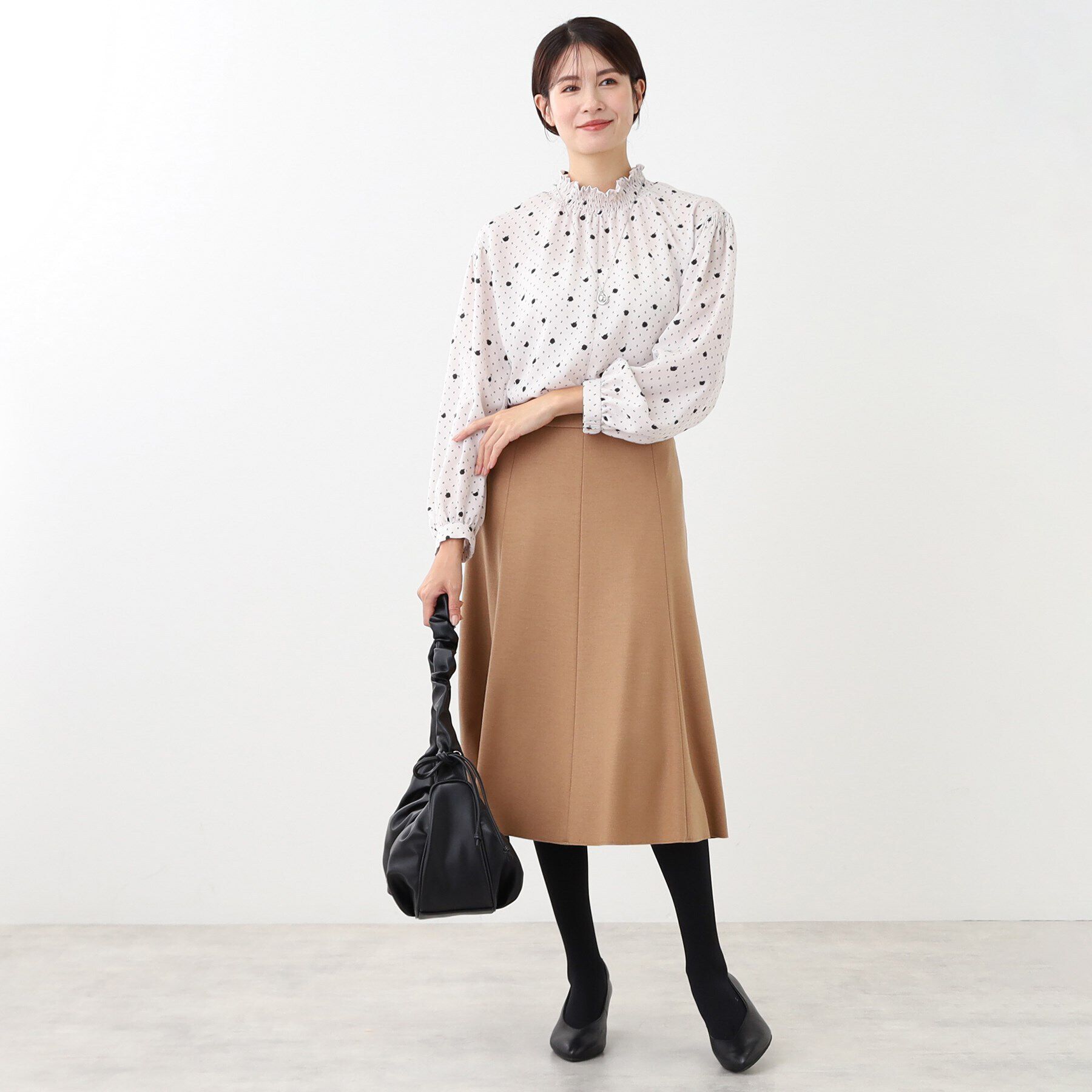 Reflect「【マシンウォッシュ可／セットアップ可】マーブルドットブラウス」|シャツ・ブラウス|