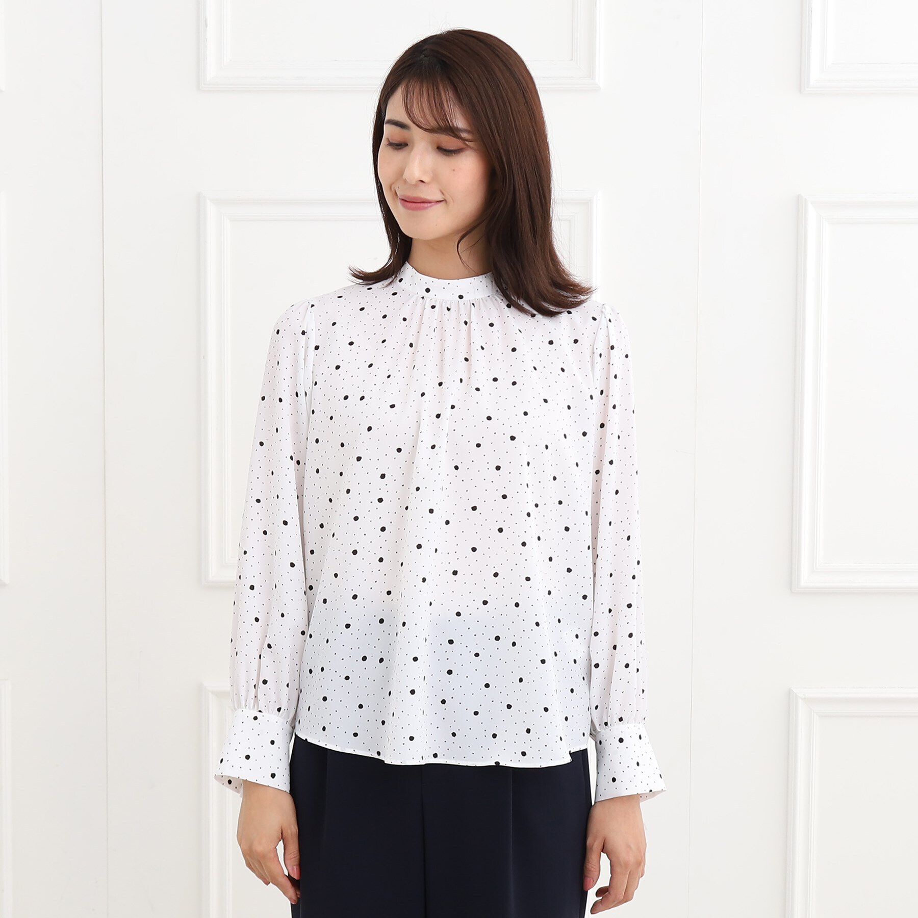 Reflect「【フォーマル/マシンウォッシュ可】ドットプリントブラウス」|シャツ・ブラウス|