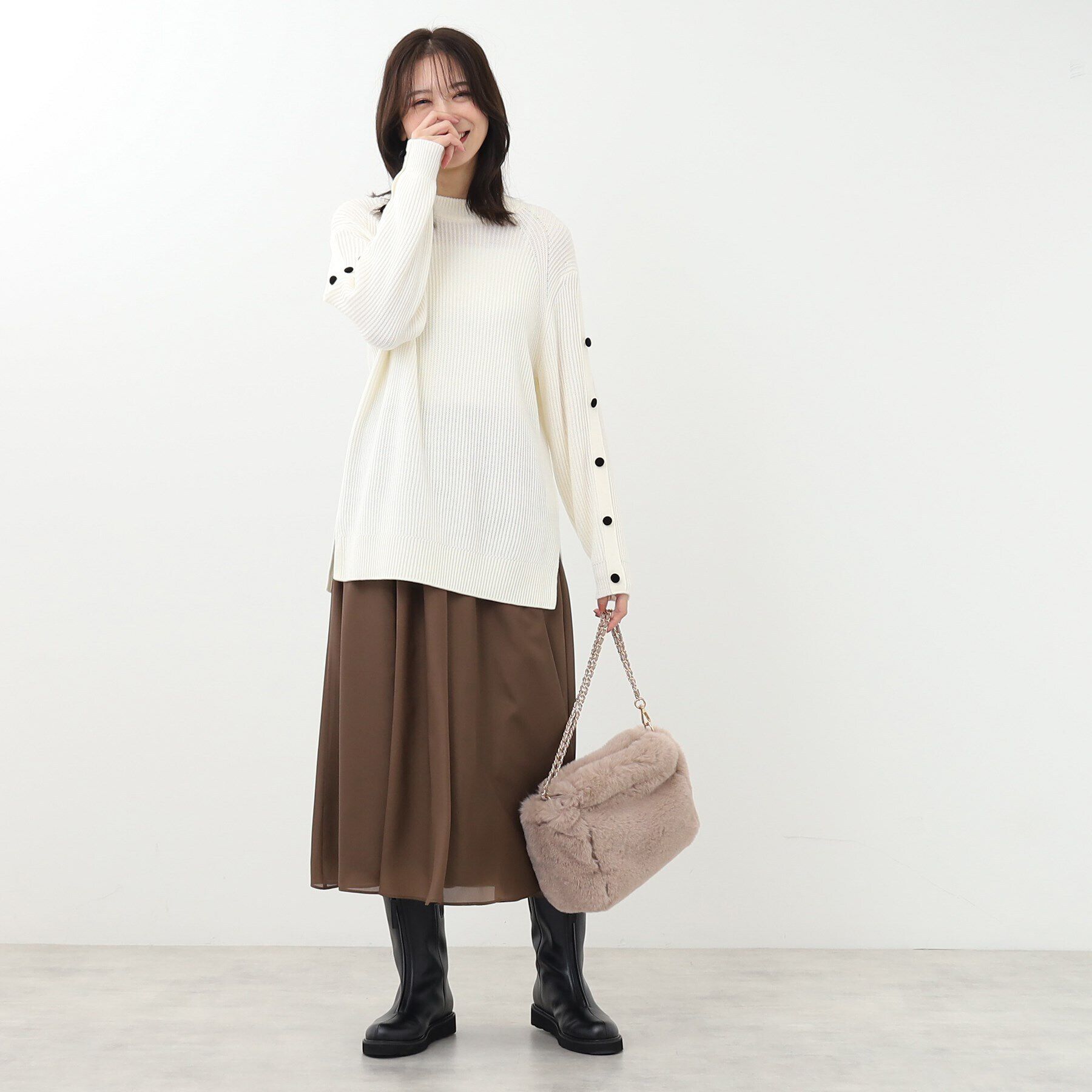 Reflect「【WEB限定カラーあり／手洗い可】ハイネックチュニック丈ニット」|ニット・セーター|