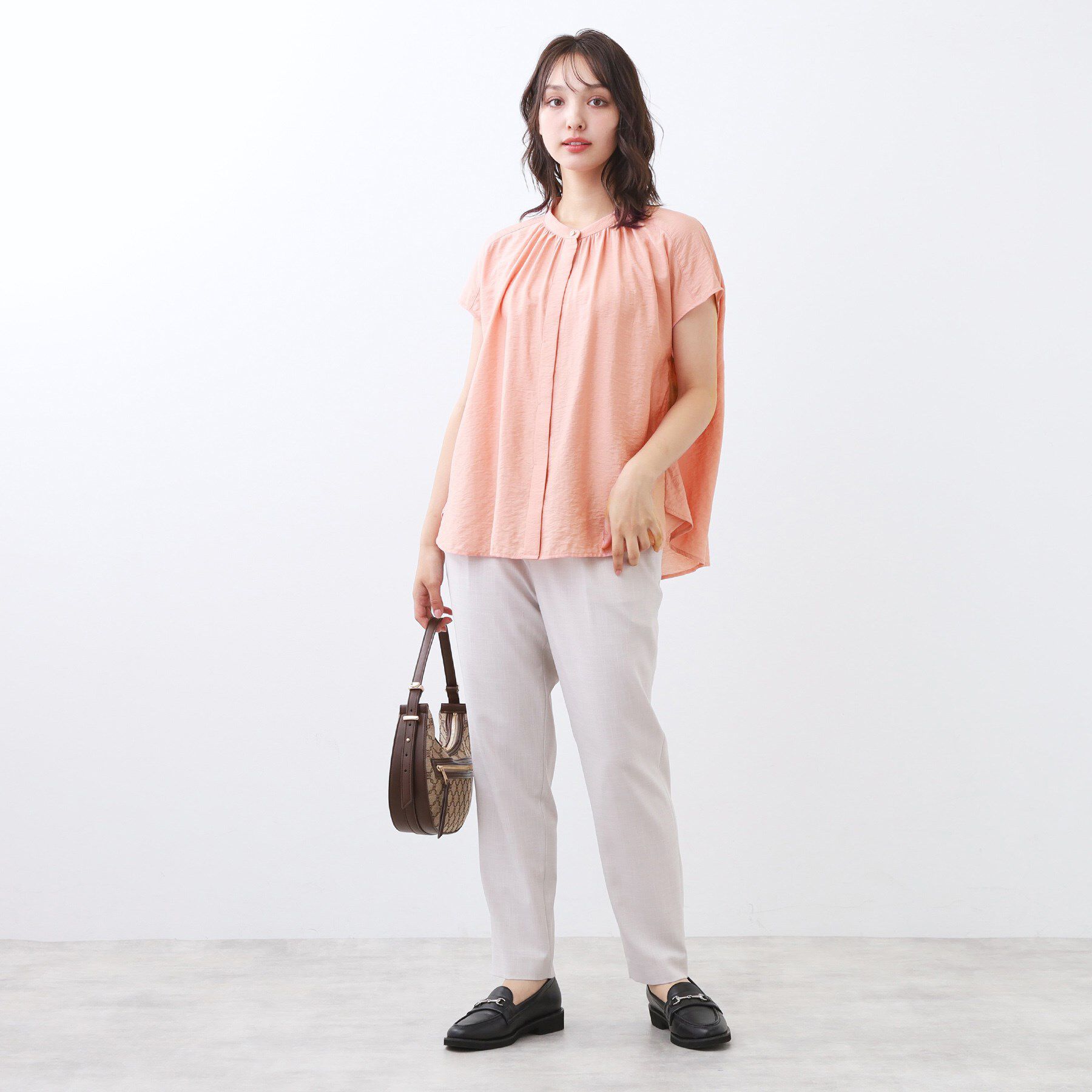 Reflect「【二の腕さりげなくカバー】バンドカラーブラウス」|シャツ・ブラウス|