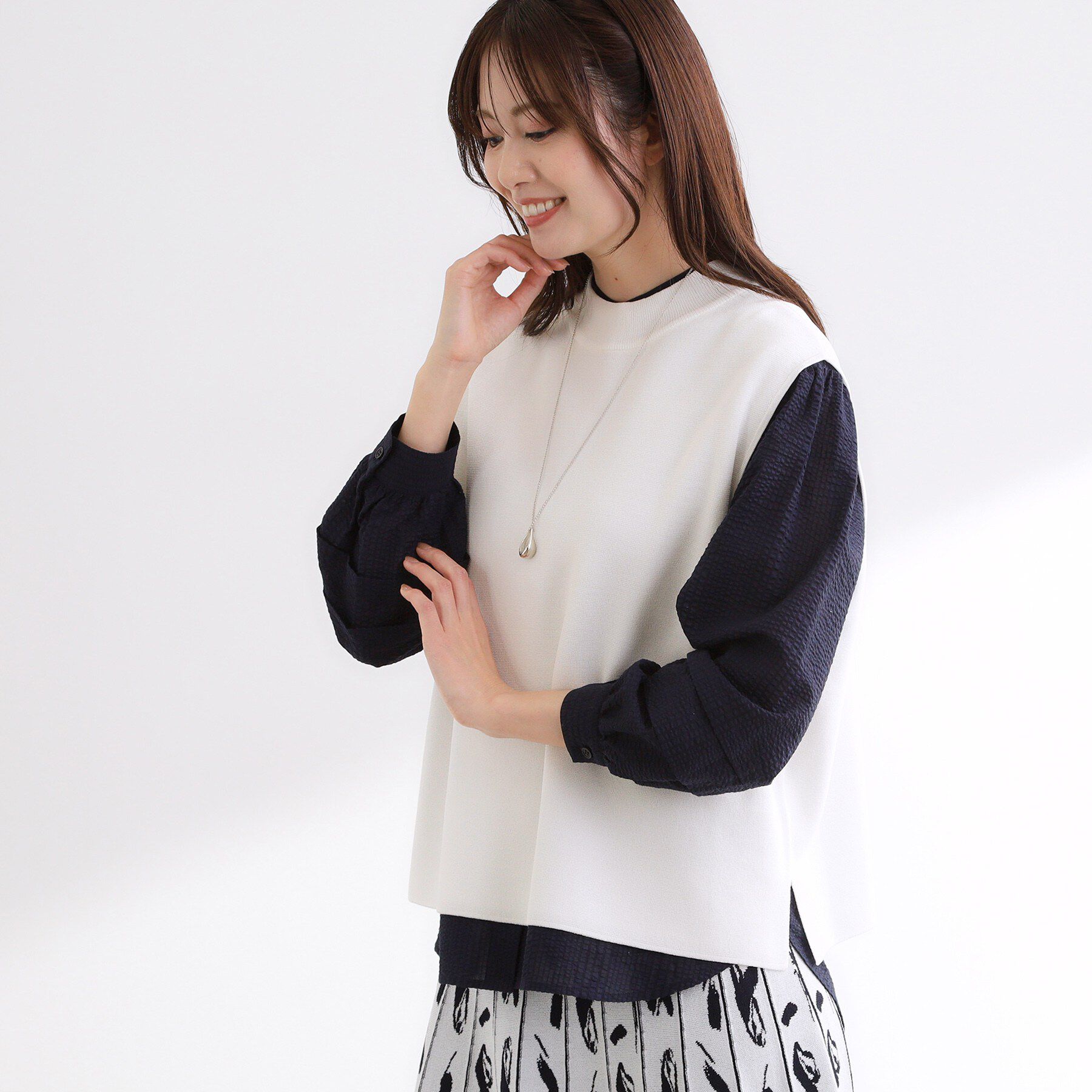 Reflect「【セットアップ可】ダブルジャカードニットベスト」|ニット・セーター|