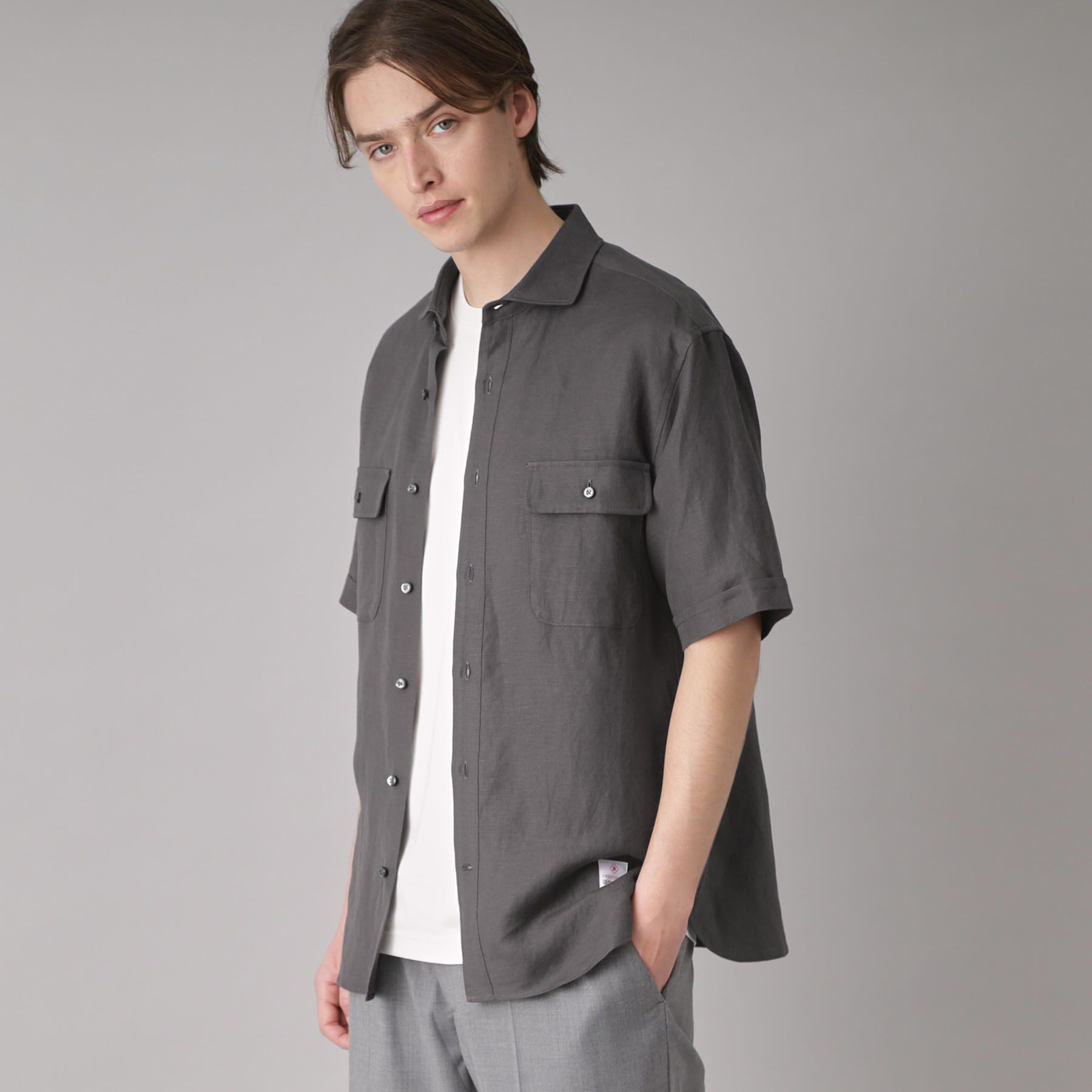 DRESSTERIOR「リネンレーヨン ハーフスリーブシャツ」|シャツ・ブラウス|