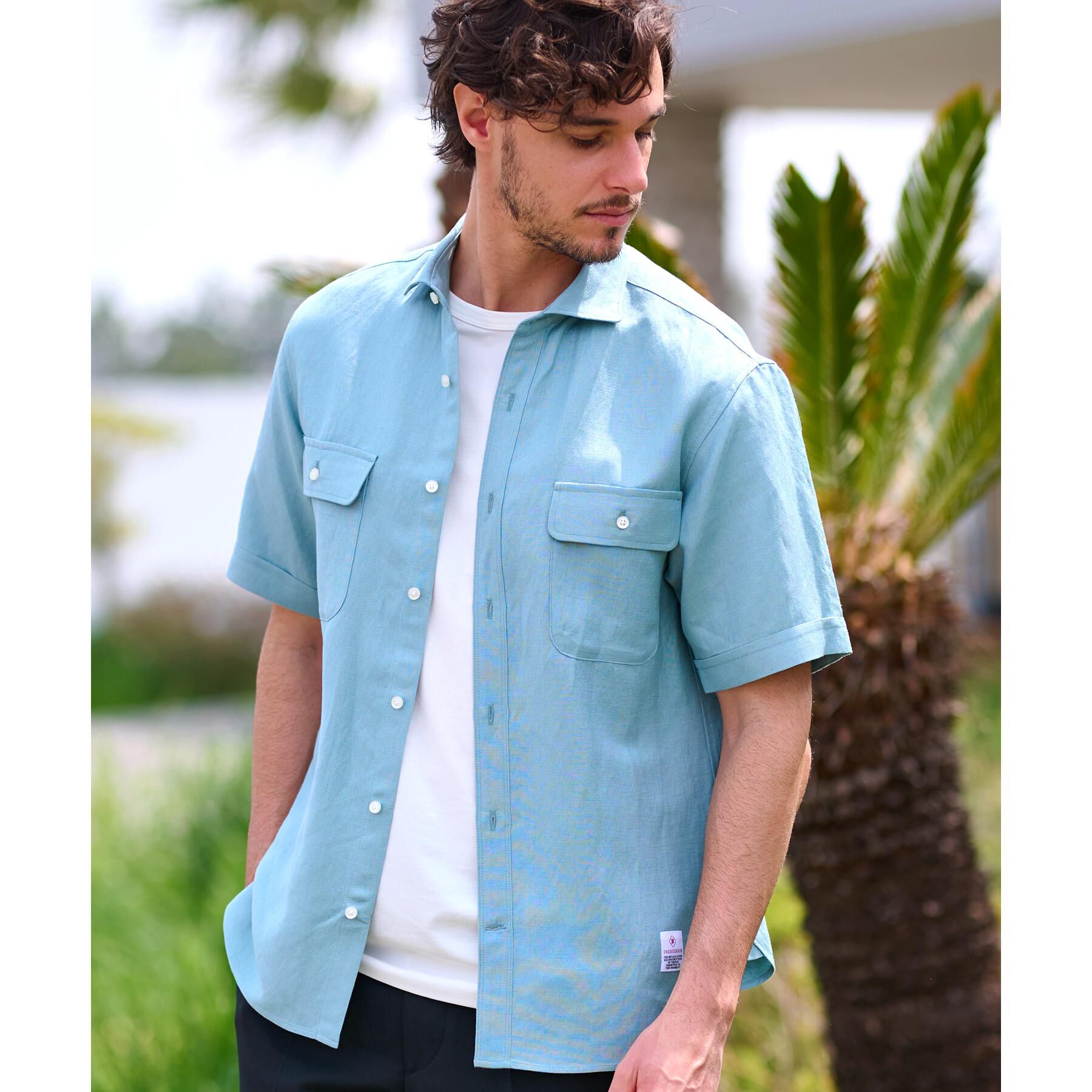 DRESSTERIOR「リネンレーヨン ハーフスリーブシャツ」|シャツ・ブラウス|