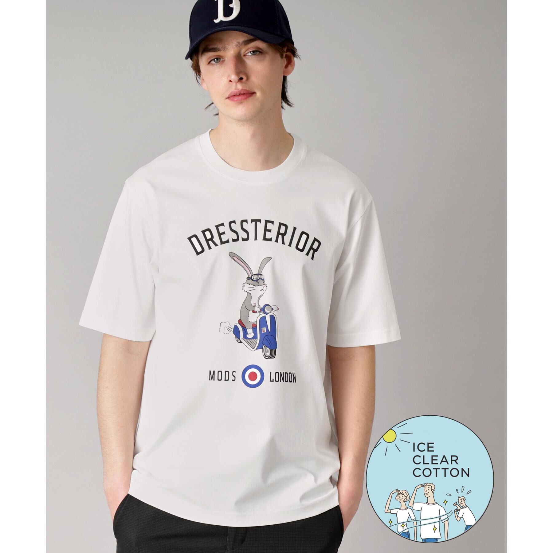 DRESSTERIOR「【接触冷感/抗菌防臭/消臭/Safari5月号掲載】ICE CLEAR COTTON ロンドンラビッ」|Tシャツ・カットソー|ホワイト(001)