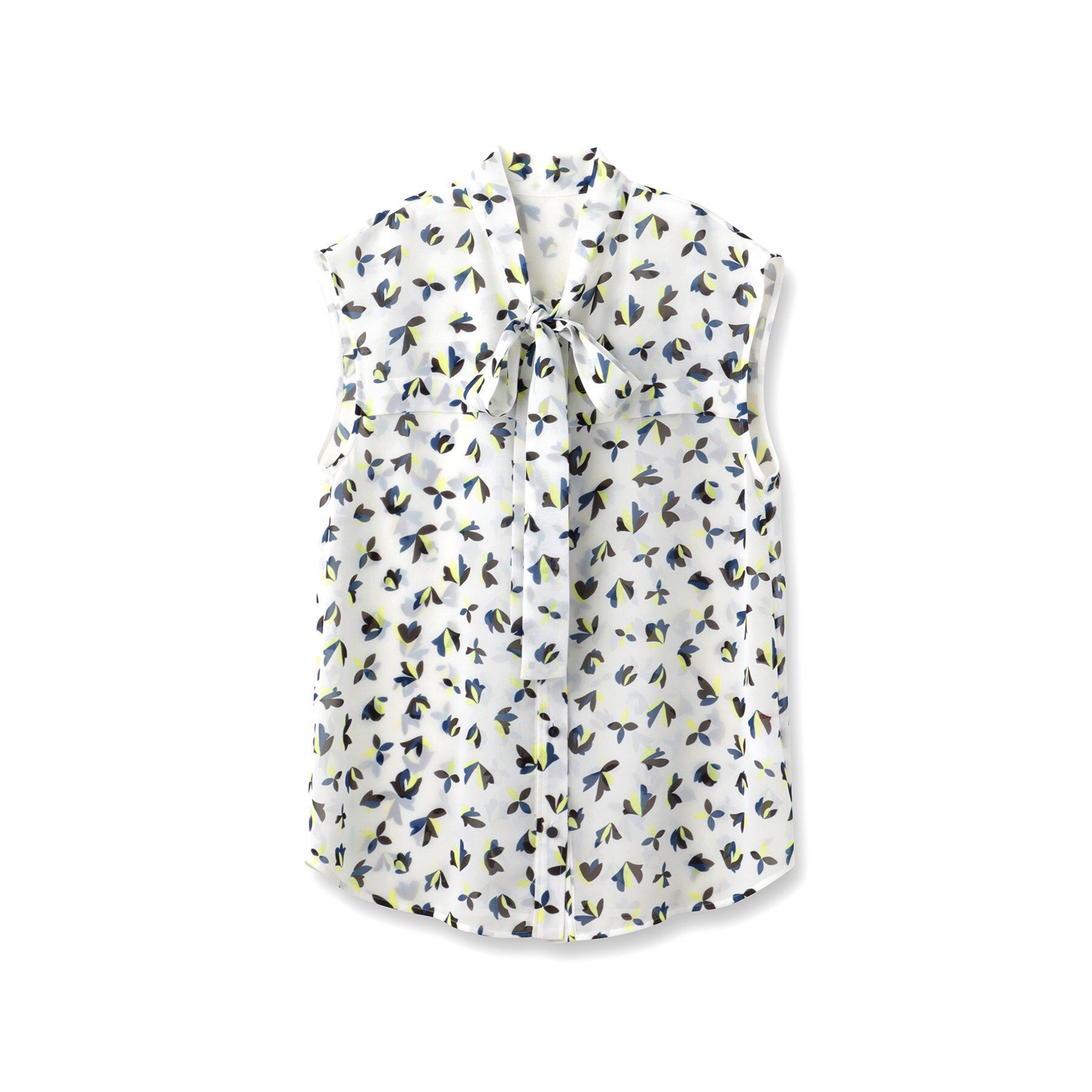 DRESSTERIOR「【洗える/きれいめ】シアーリーフプリントボウタイブラウス」|シャツ・ブラウス|
