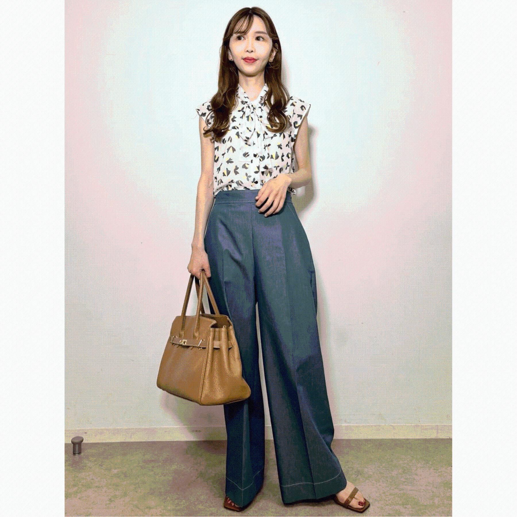 DRESSTERIOR「【洗える/きれいめ】シアーリーフプリントボウタイブラウス」|シャツ・ブラウス|