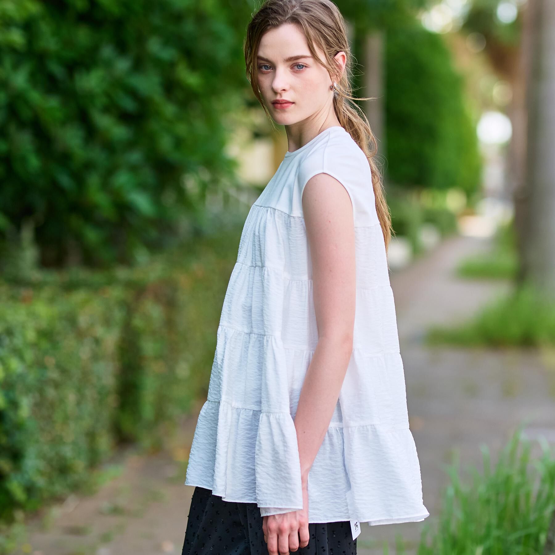 DRESSTERIOR「【接触冷感/イージーケア】ティアードコンビカットソー」|Tシャツ・カットソー|