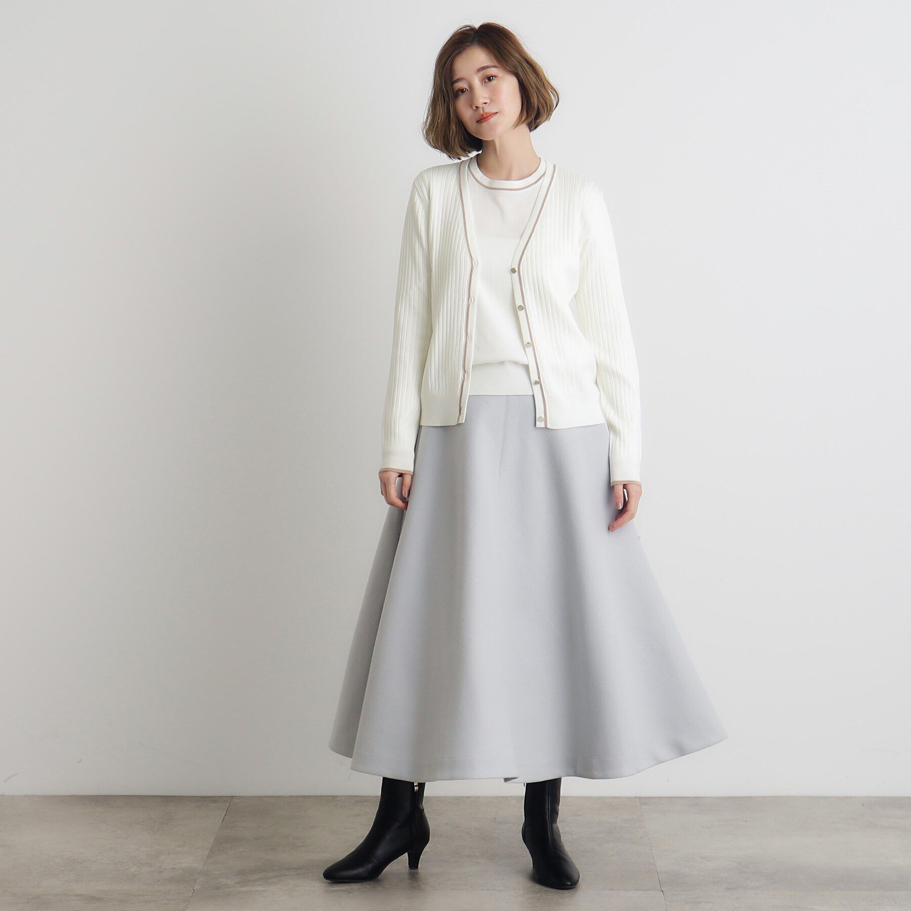 grove「ウール混ラメアンサンブル対応カーディガン」|カーディガン|