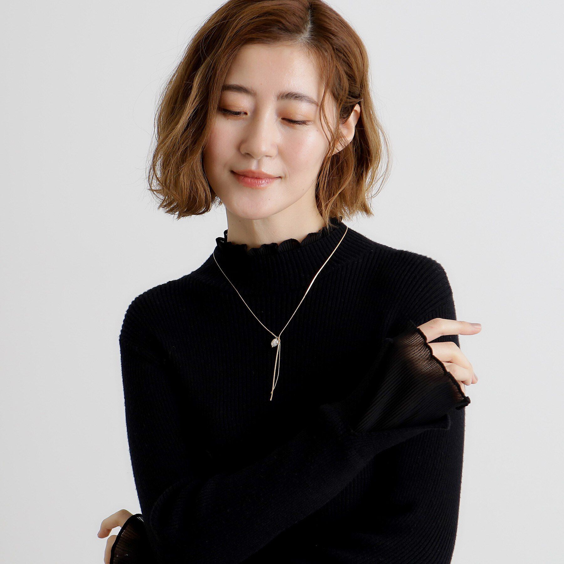 grove「淡水パールY字ショートネックレス」|ネックレス|