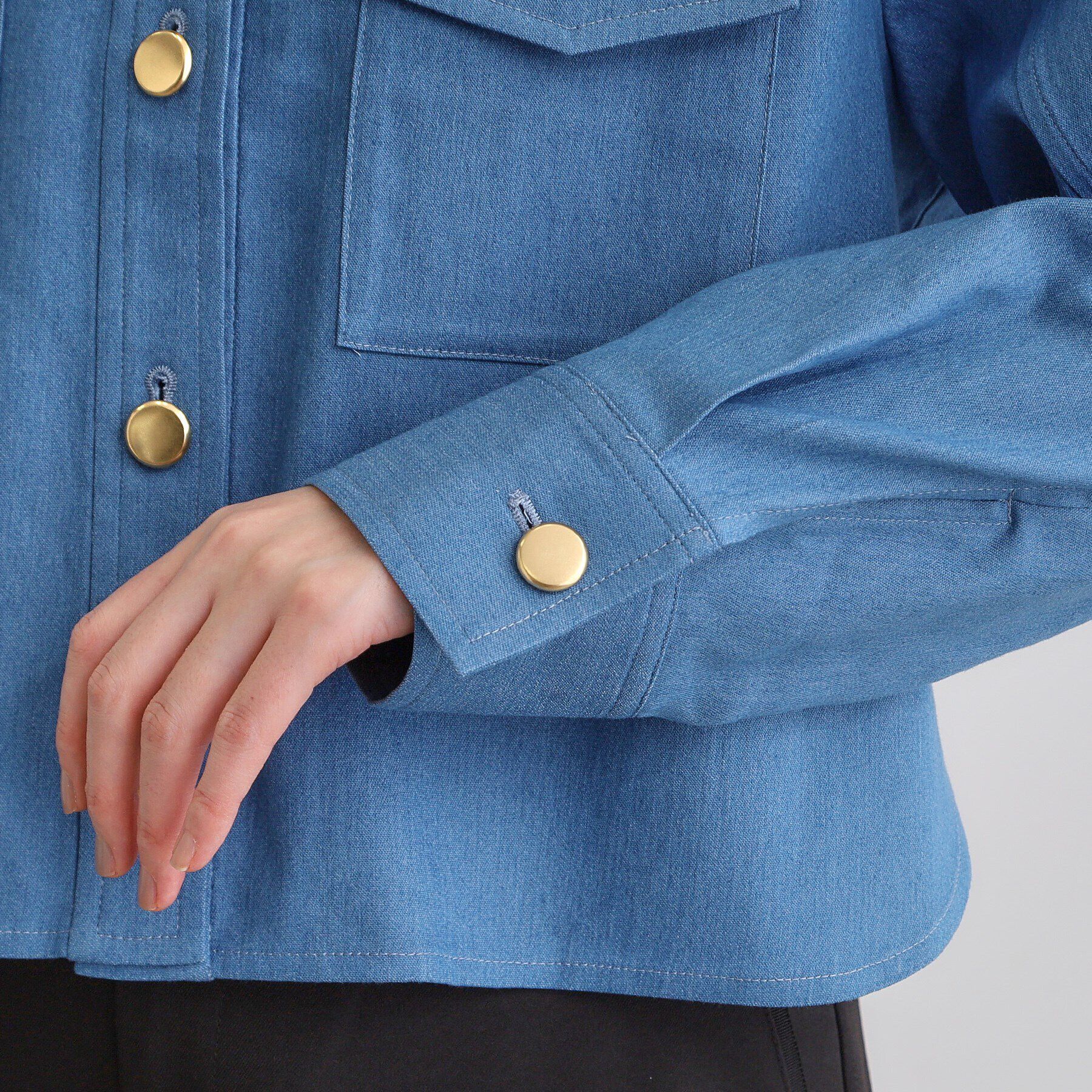 grove「ライトデニムノーカラージャケット」|デニムジャケット|