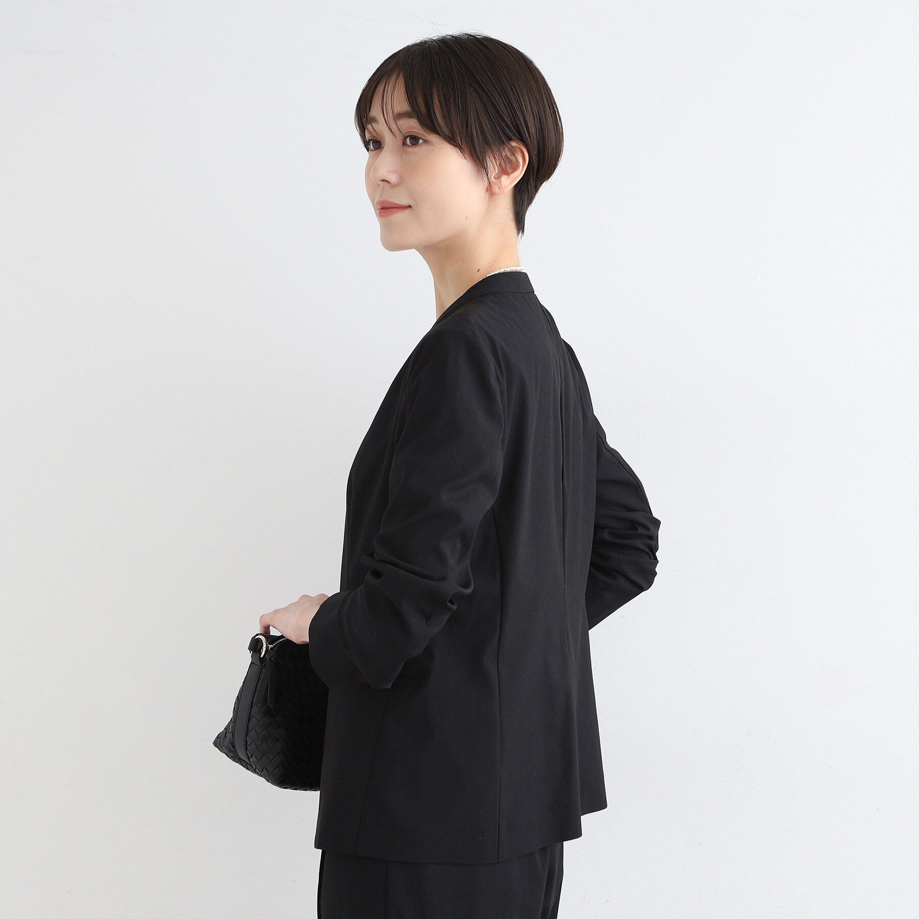 INDIVI「【洗える／UVケア／接触冷感／SETUP可能】麻混ノーカラージャケット」|スーツ|