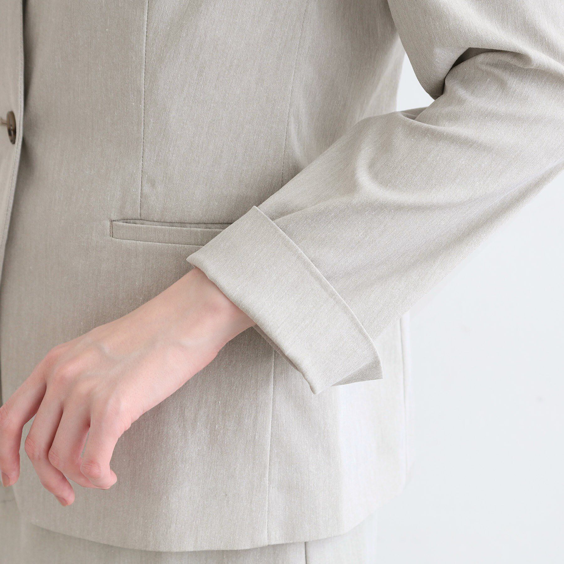 INDIVI「【洗える／UVケア／接触冷感／SETUP可能】麻混ノーカラージャケット」|スーツ|