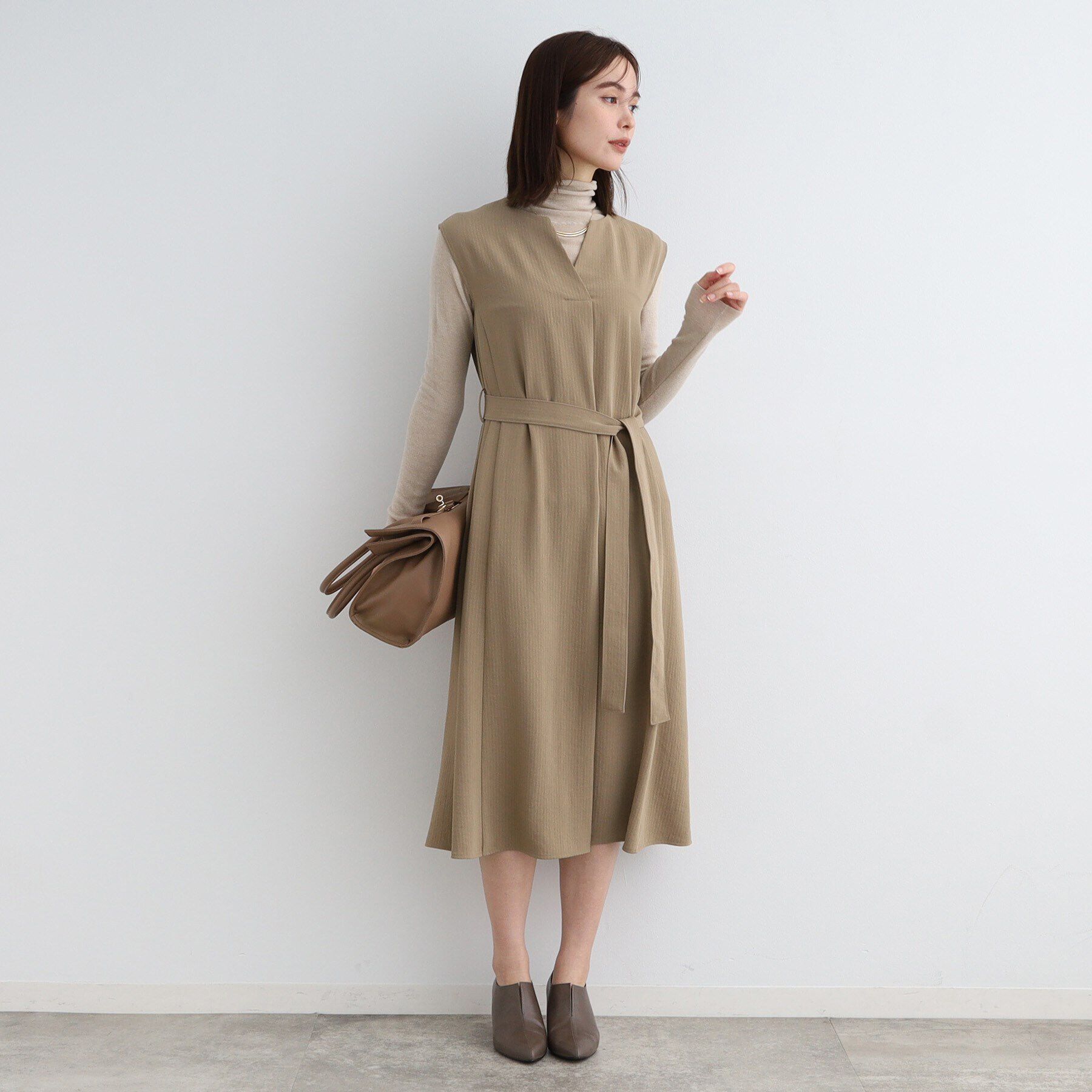 INDIVI「【洗える／UVケア／接触冷感／吸水速乾】ジレ風デザインワンピース」|ワンピース|