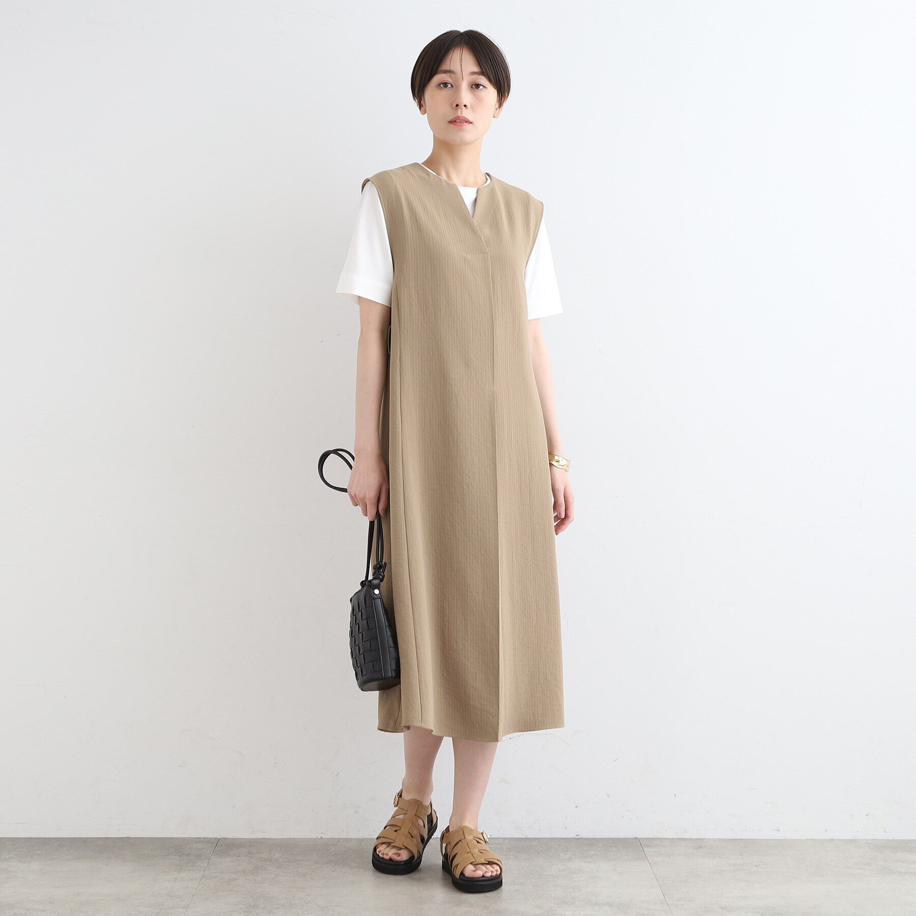 INDIVI「【洗える／UVケア／接触冷感／吸水速乾】ジレ風デザインワンピース」|ワンピース|