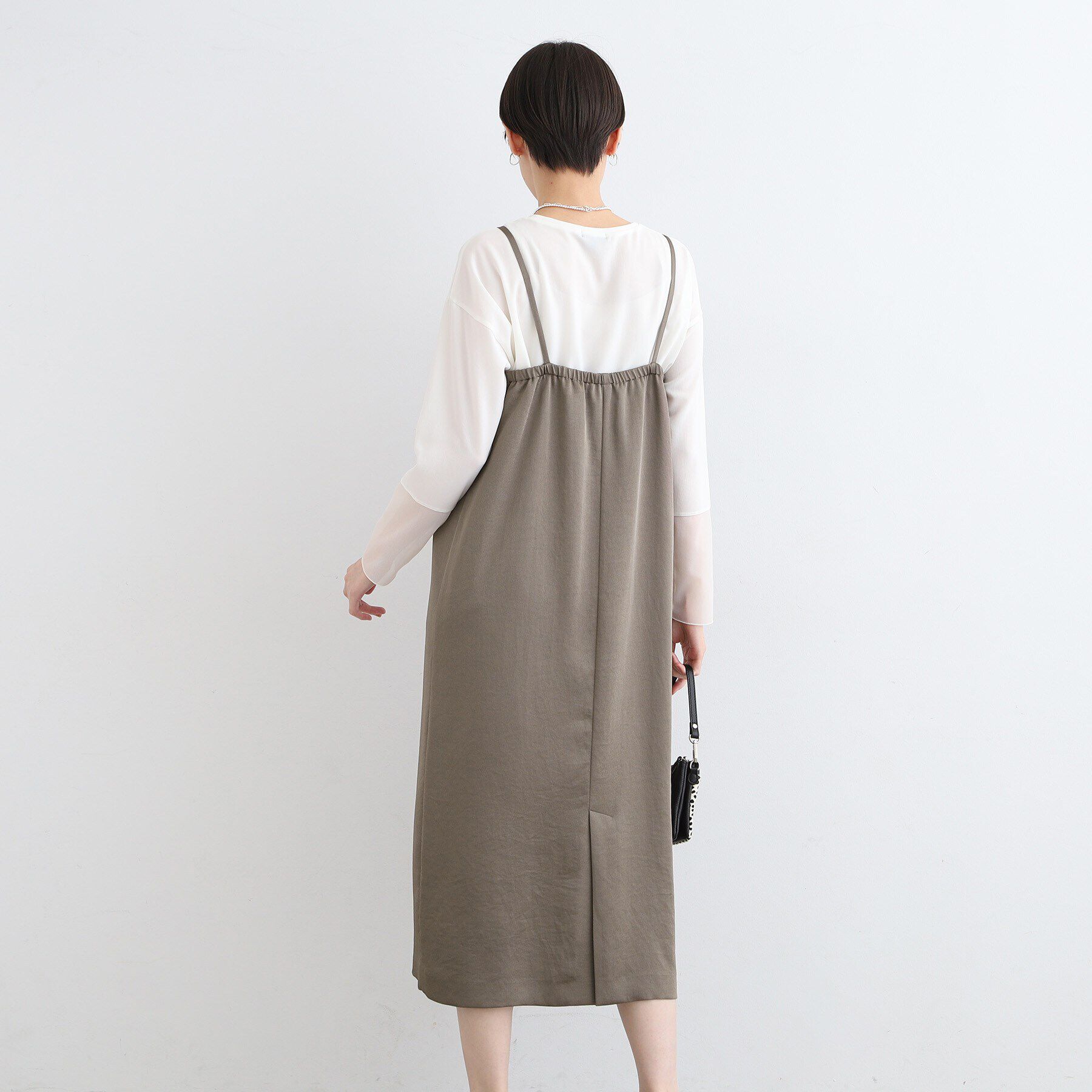 INDIVI「【こなれSETUP／洗える／サテン】キャミワンピース」|ワンピース|