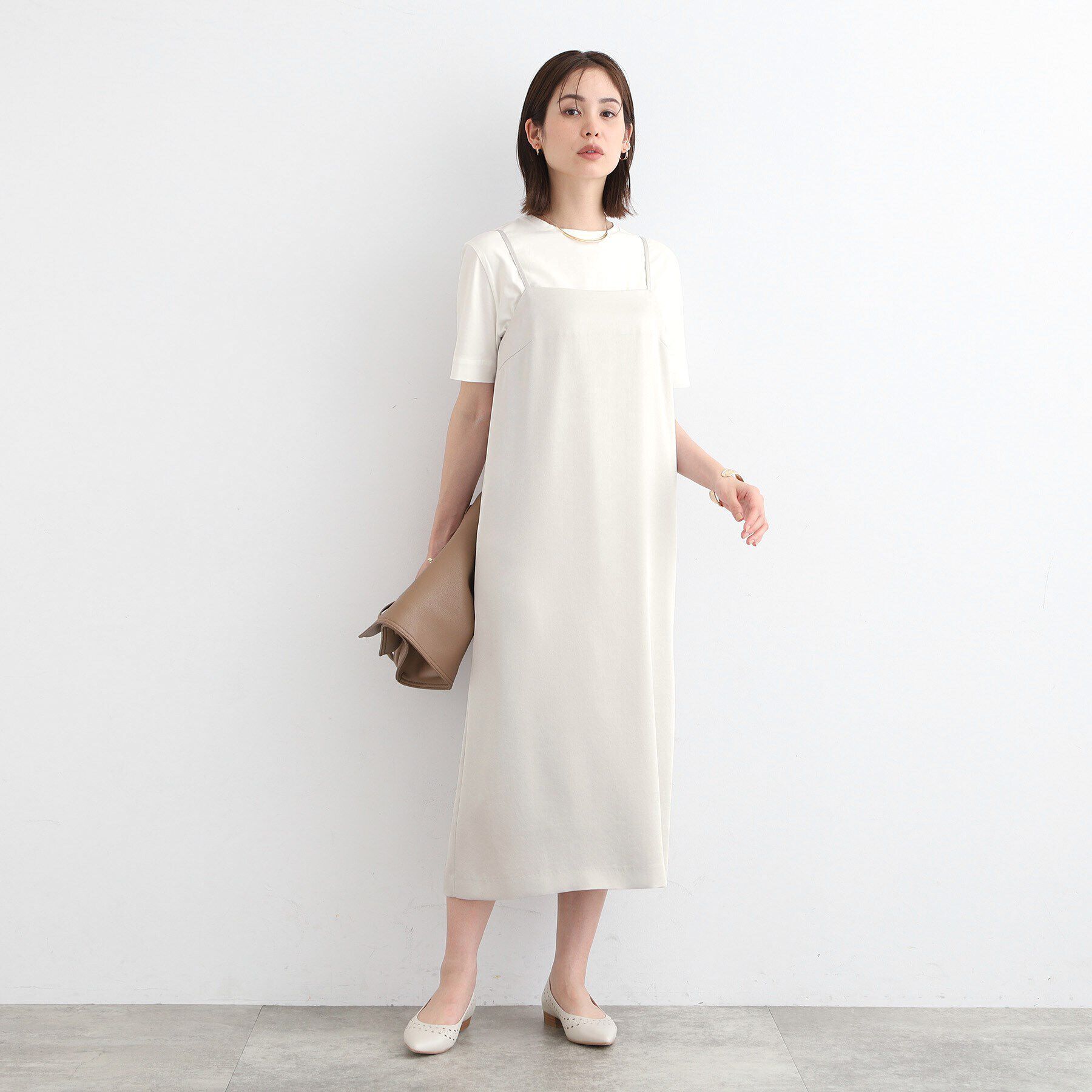 INDIVI「【こなれSETUP／洗える／サテン】キャミワンピース」|ワンピース|