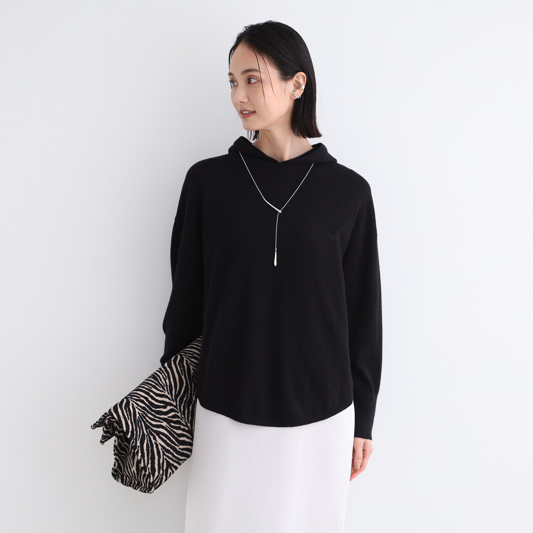 INDIVI「【カシミヤ混／洗える】フーディーニットパーカー」|ニット・セーター|