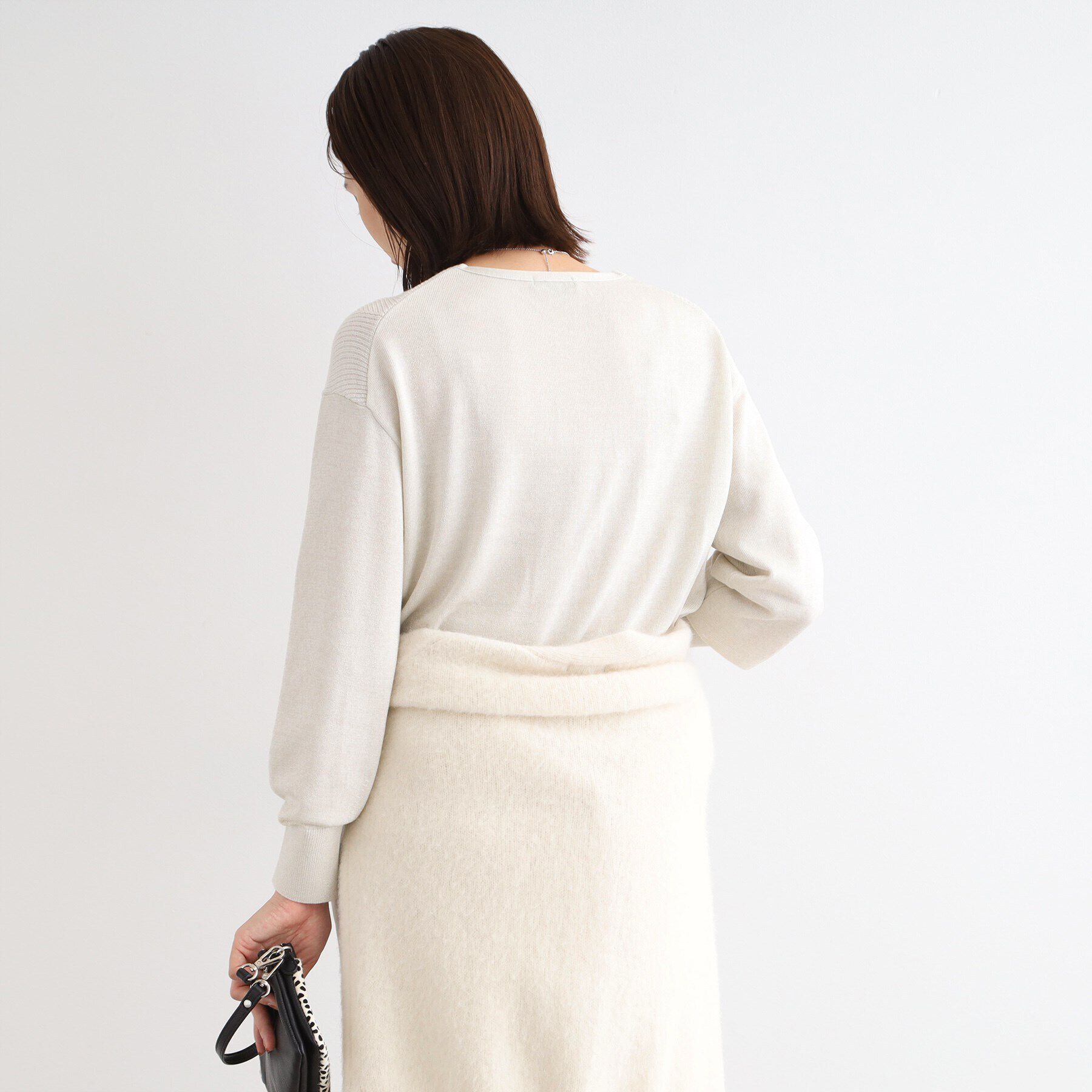 INDIVI「【洗える／日本製／ウール混】Vネックラメニット」|ニット・セーター|