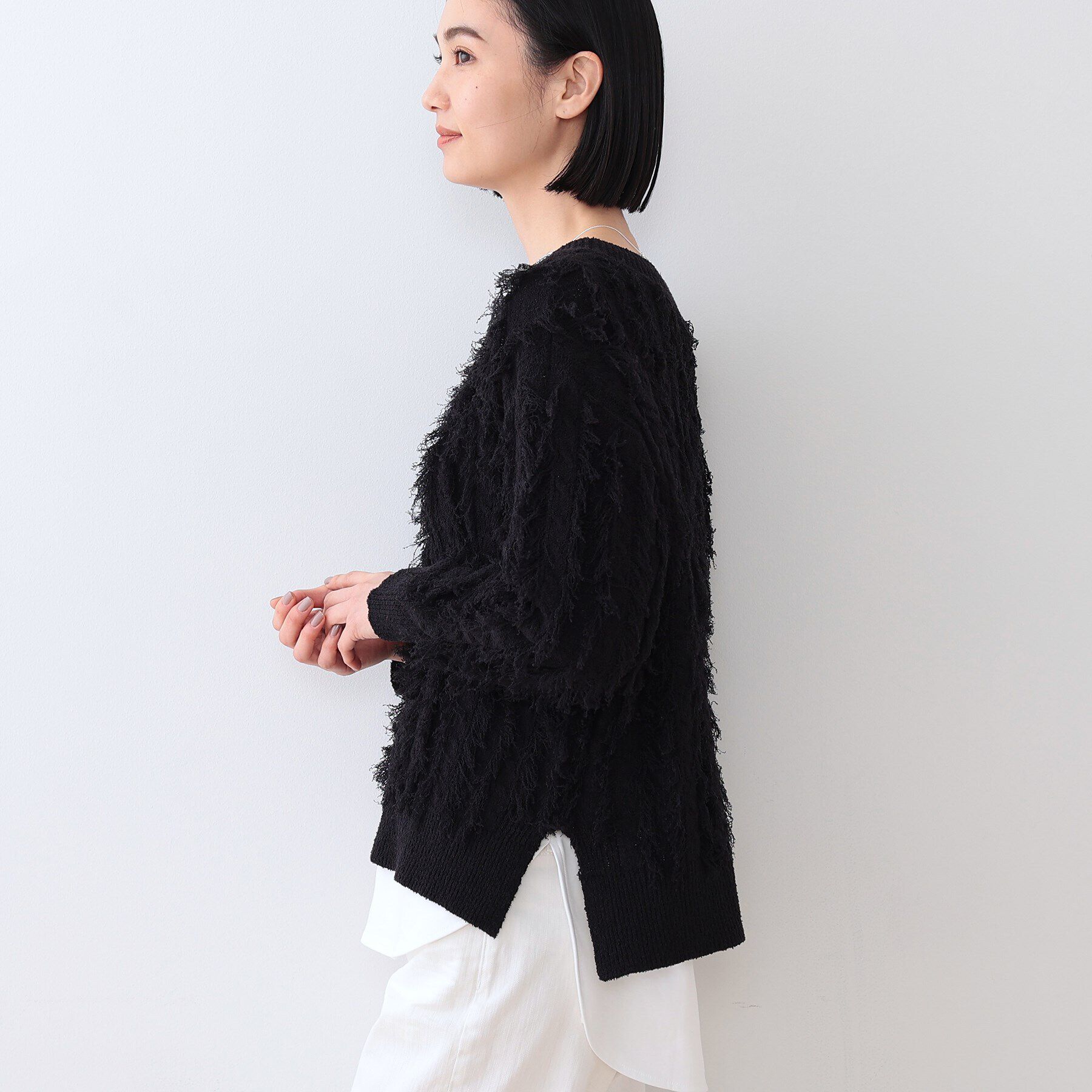 INDIVI「【洗える】フリンジ ジャカードニット」|ニット・セーター|