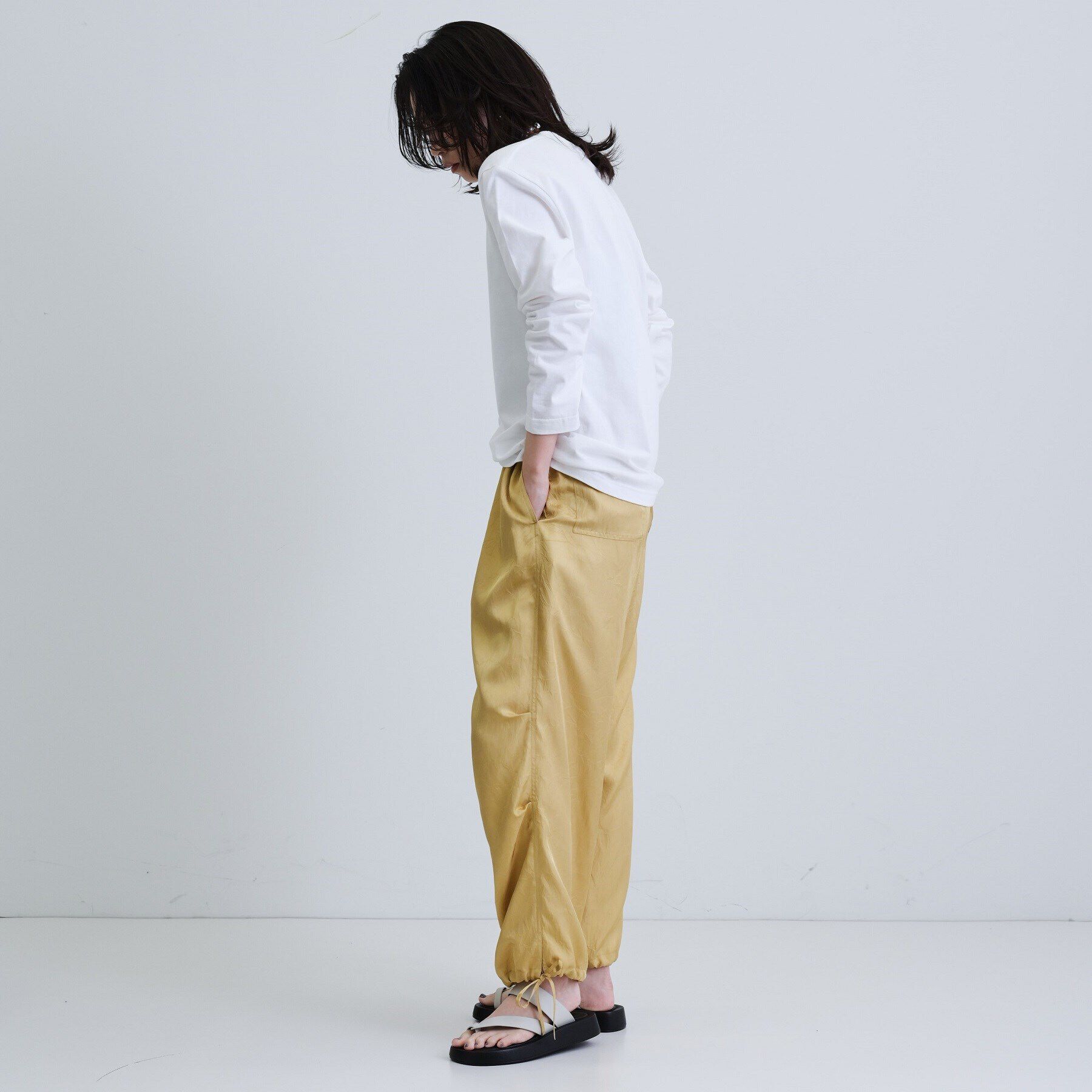 GALLEST「ドレープサテンパンツ」|その他|マスタード(052)