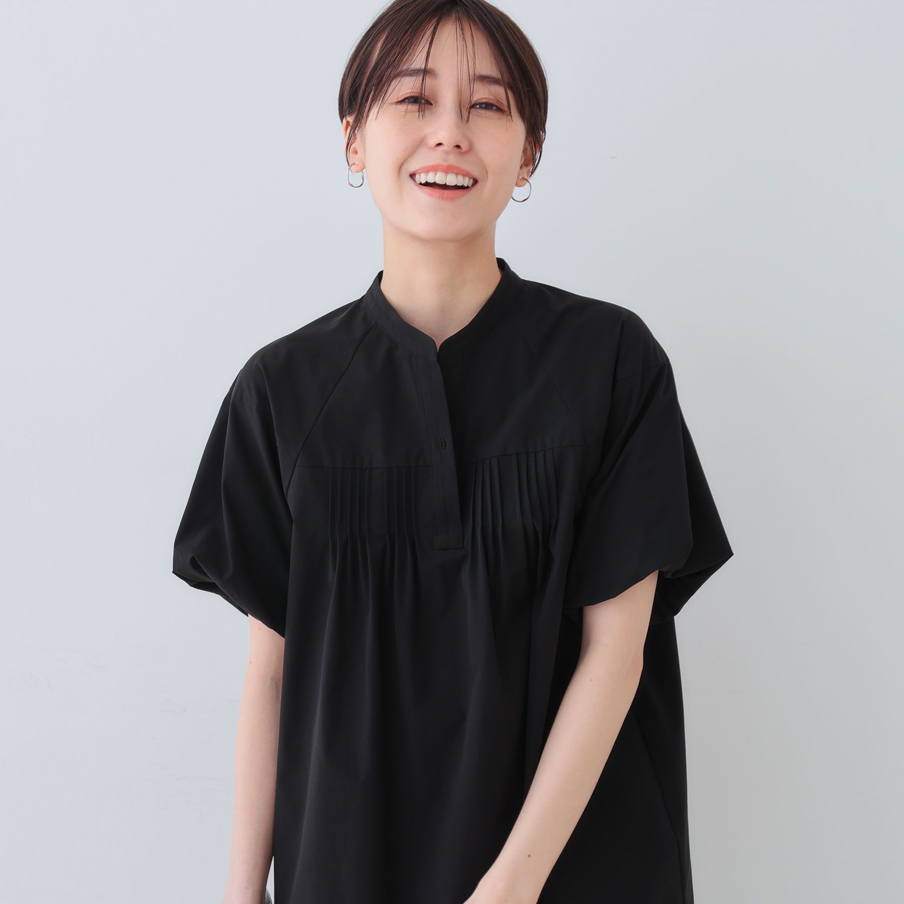 INDIVI「【通気性◎撥水／UV／SETUP可能】アクティブブラウス」|シャツ・ブラウス|ブラック(019)