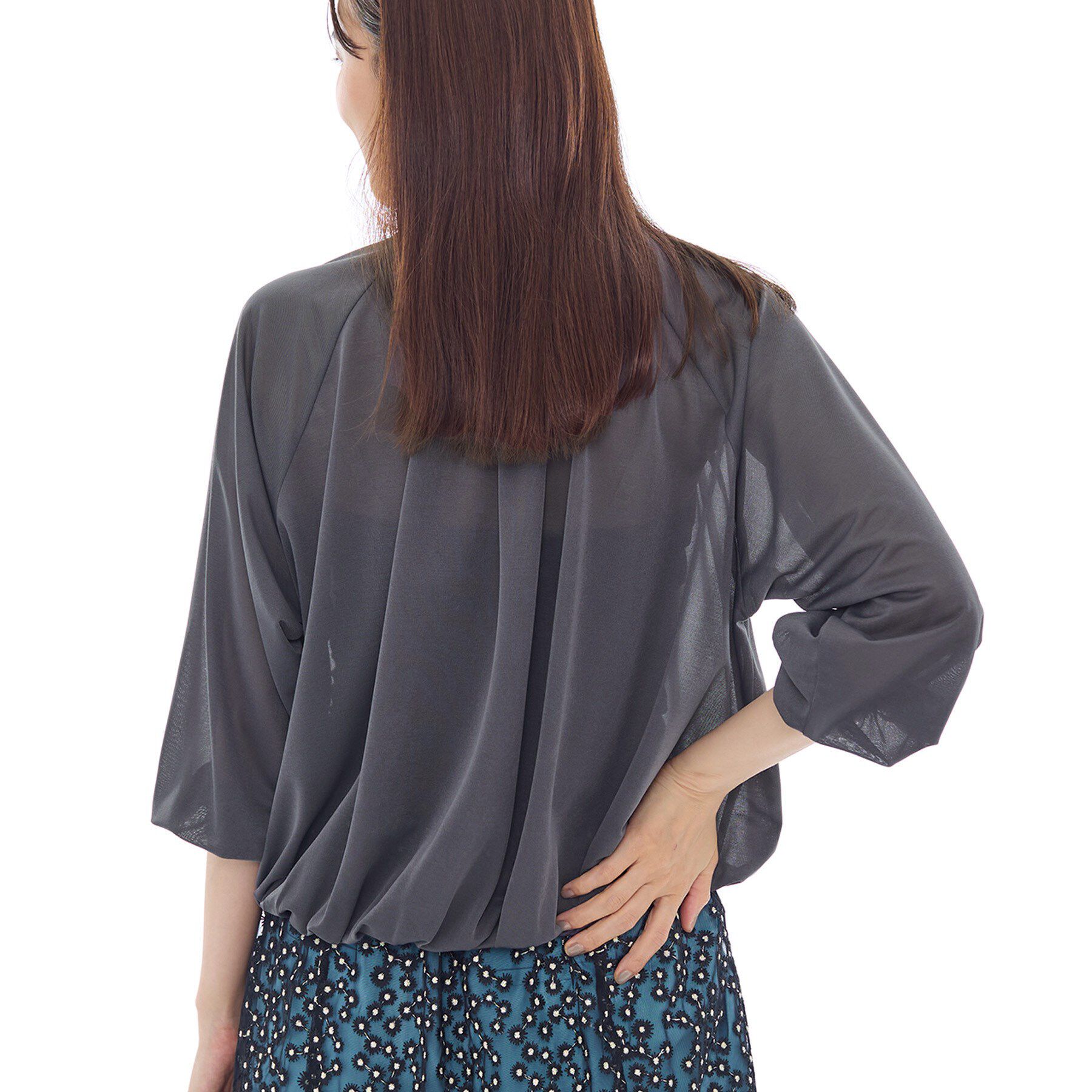 INDIVI「【体型カバー／マシンウォッシュ対応】シアージャージトップス」|Tシャツ・カットソー|