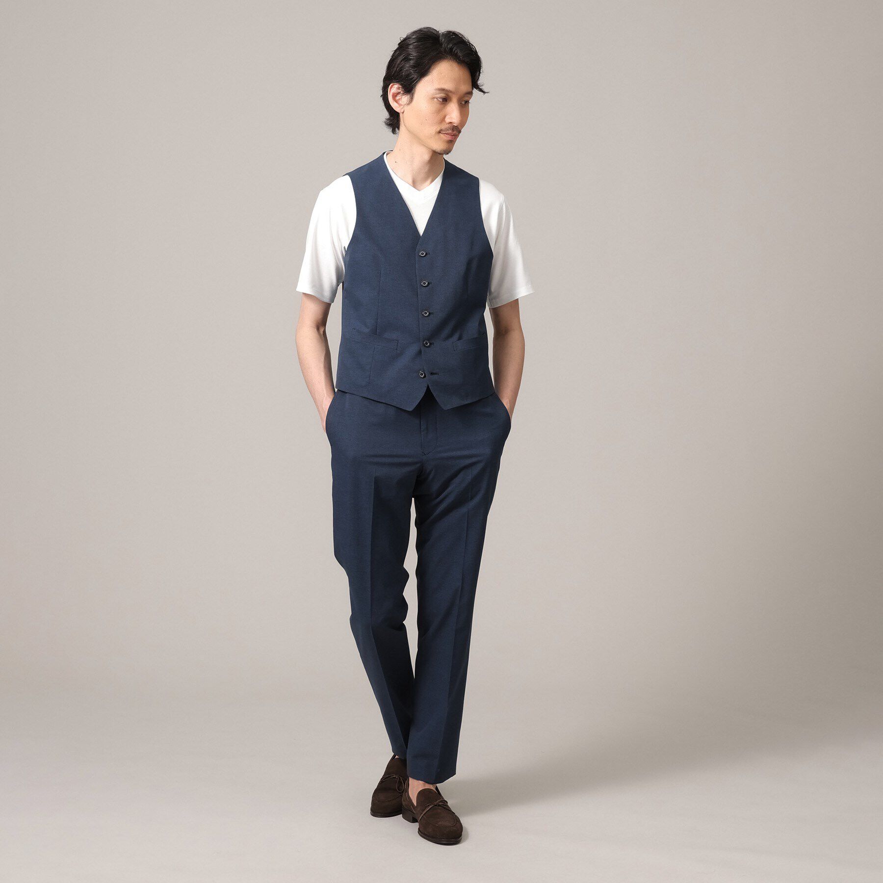 TAKEO KIKUCHI「【抗菌防臭／3ピース対応】COOL DOTS（R）ドビープリント ベスト」|ベスト・ジレ|