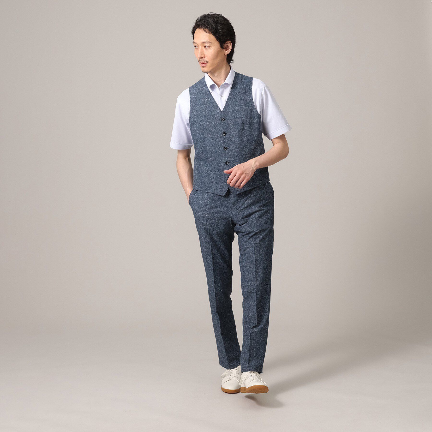 TAKEO KIKUCHI「【抗菌防臭／3ピース対応】COOL DOTS（R）ドビープリント ベスト」|ベスト・ジレ|