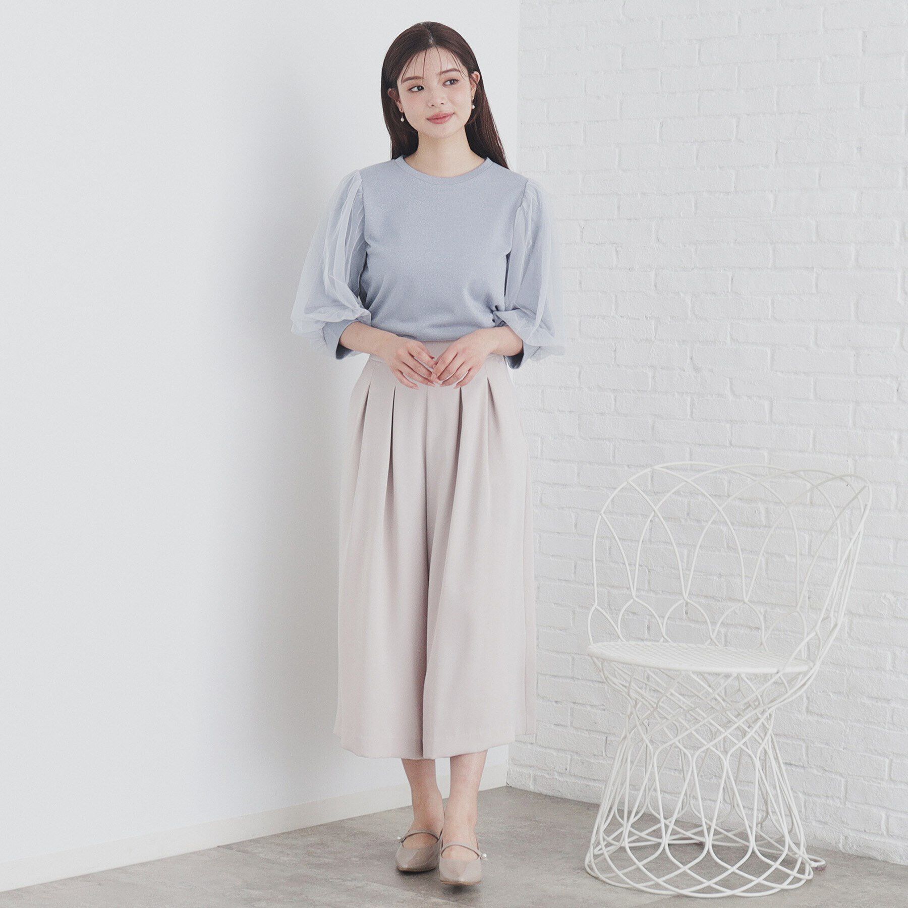 index「チュールドッキングスリーブラメトップス【洗濯機洗い可】」|Tシャツ・カットソー|