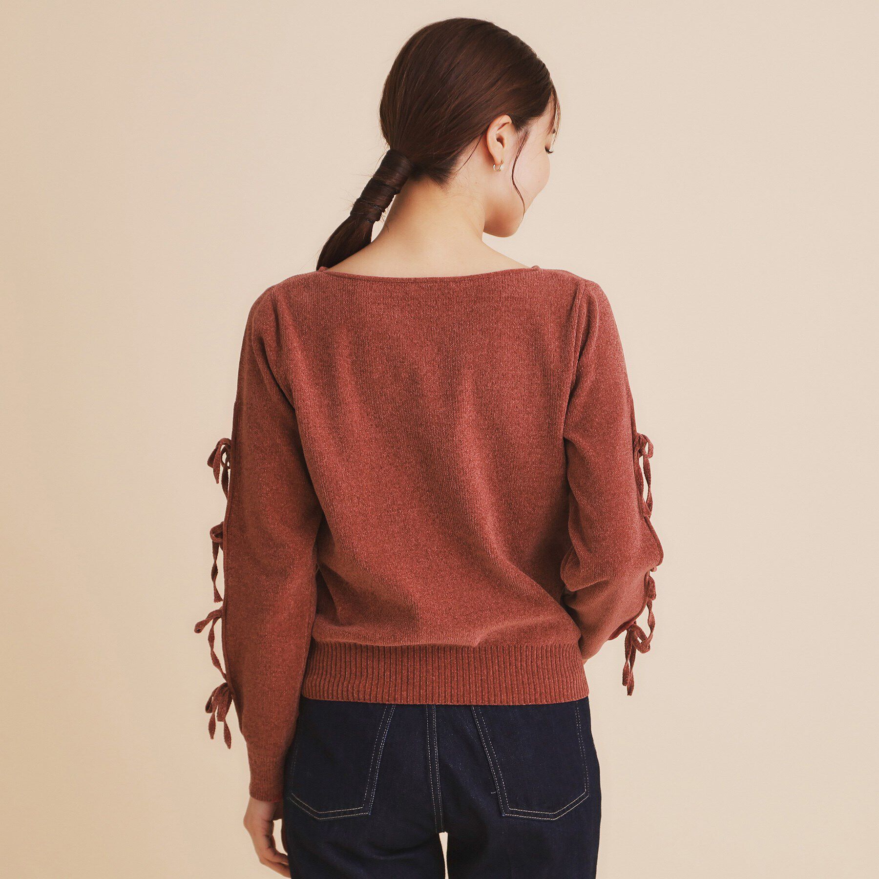 index「モールリボンスリーブニット【洗濯機洗い可】」|Tシャツ・カットソー|