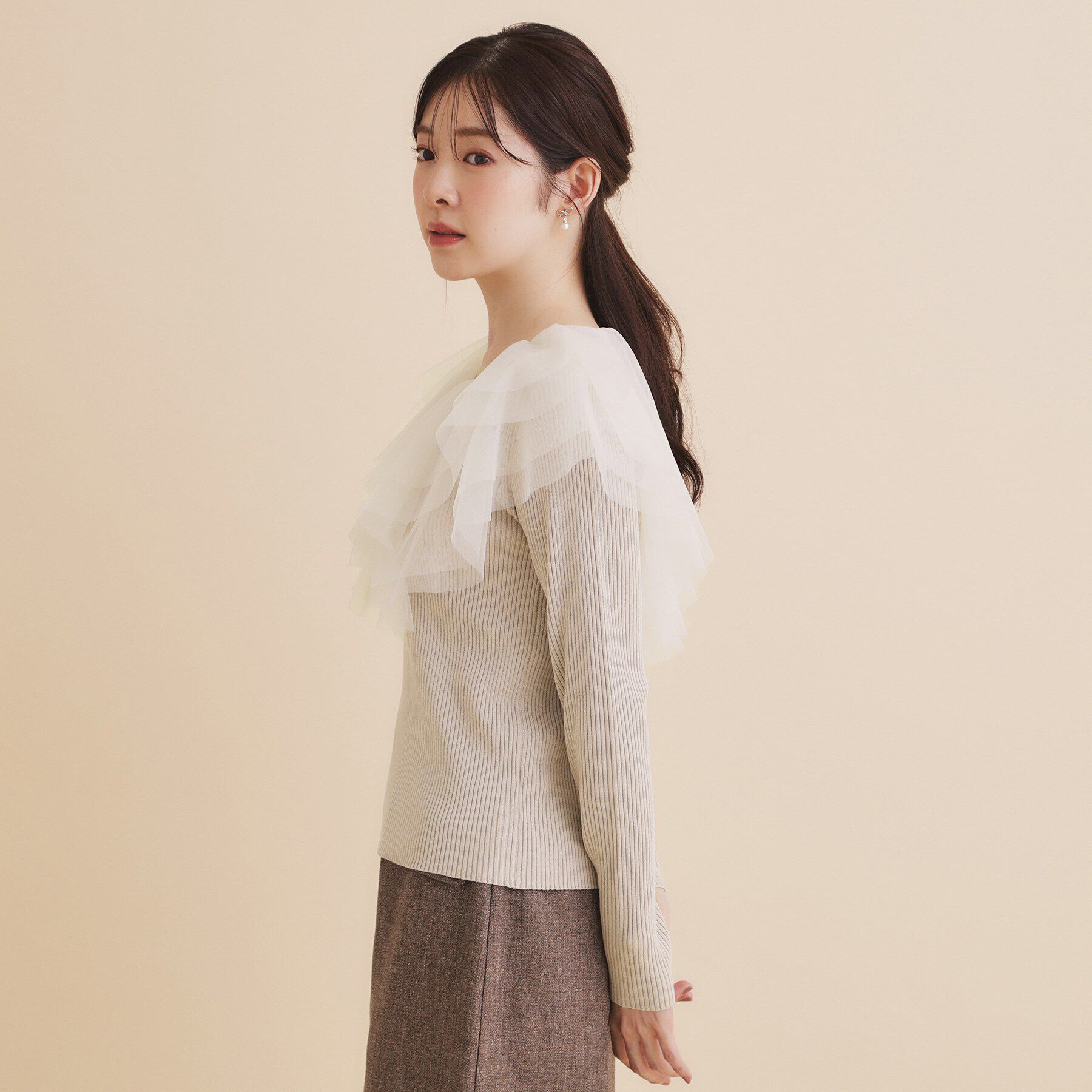 index「チュールフリルリブニット【洗濯機洗い可】」|ニット・セーター|