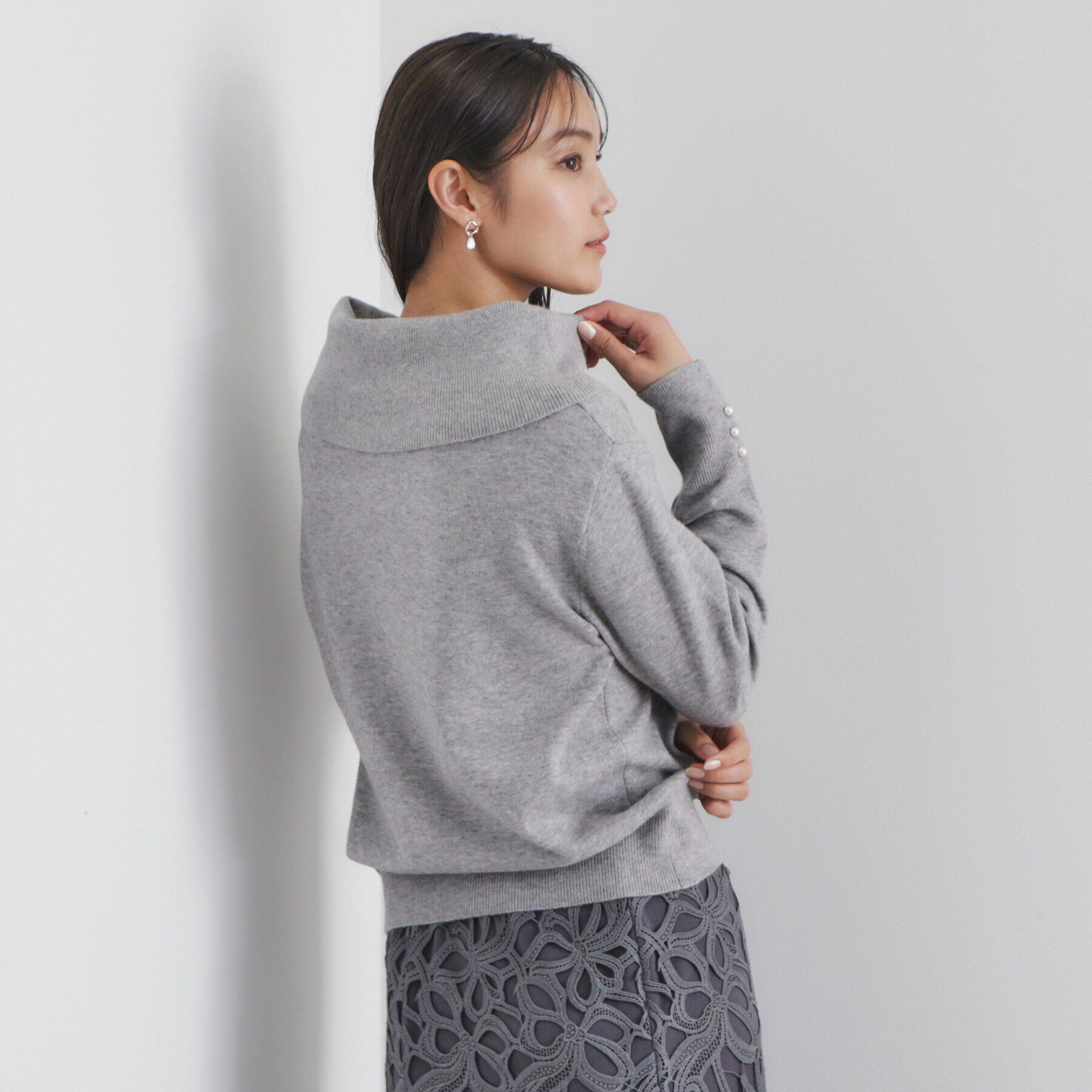 index「《8color/XS-LLsize》パール調ボタン付きオフタートルニット【洗濯機洗い可】」|ニット・セーター|